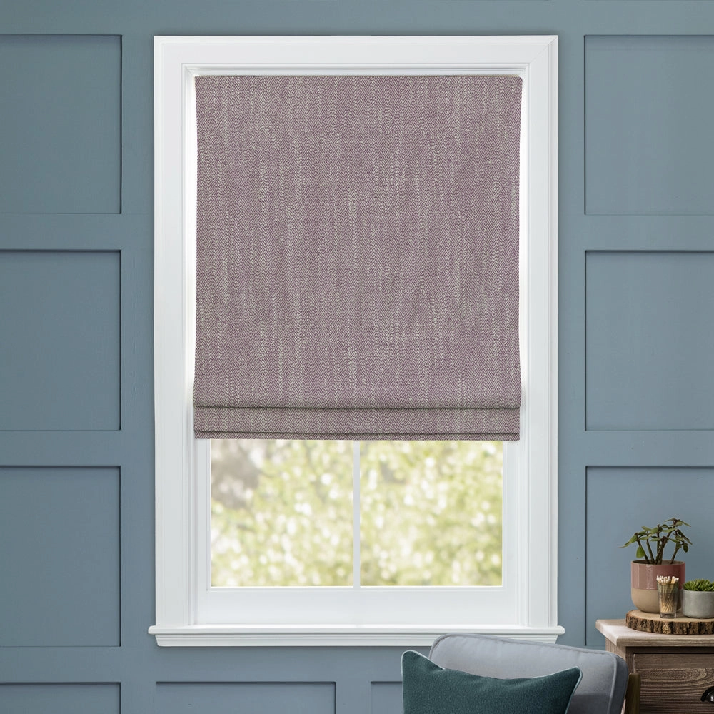 Jedburgh Textured Woven Made to Measure Roman Blinds Heather