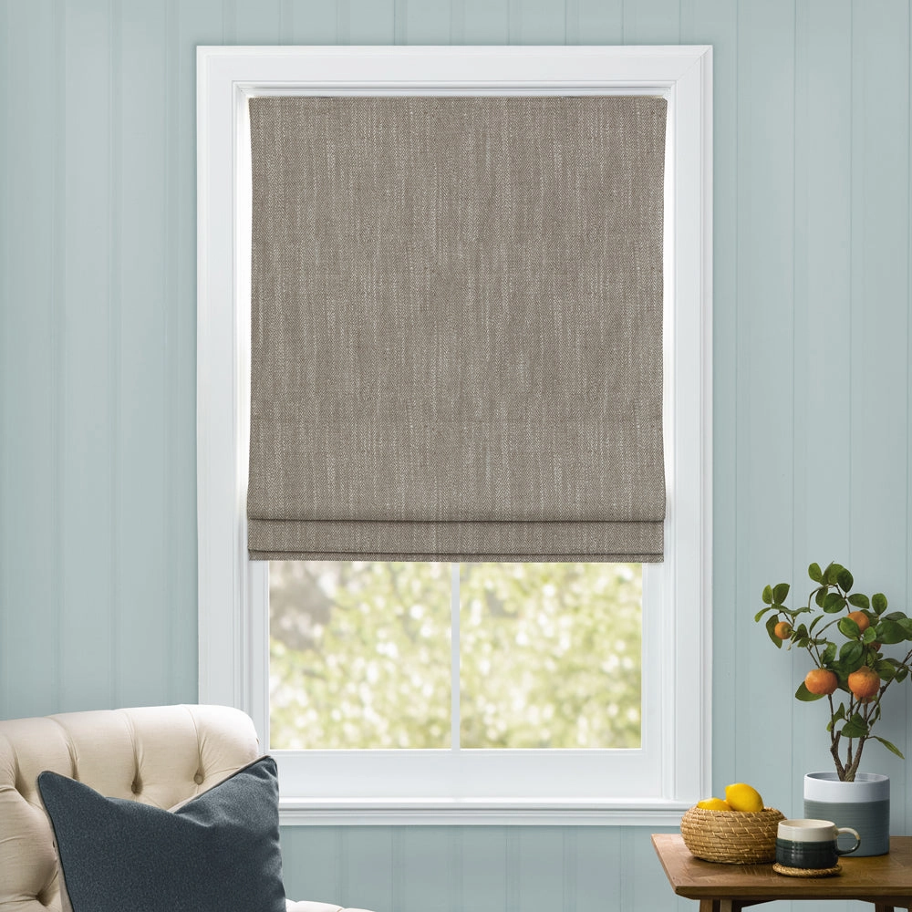 Jedburgh Textured Woven Made to Measure Roman Blinds Nut