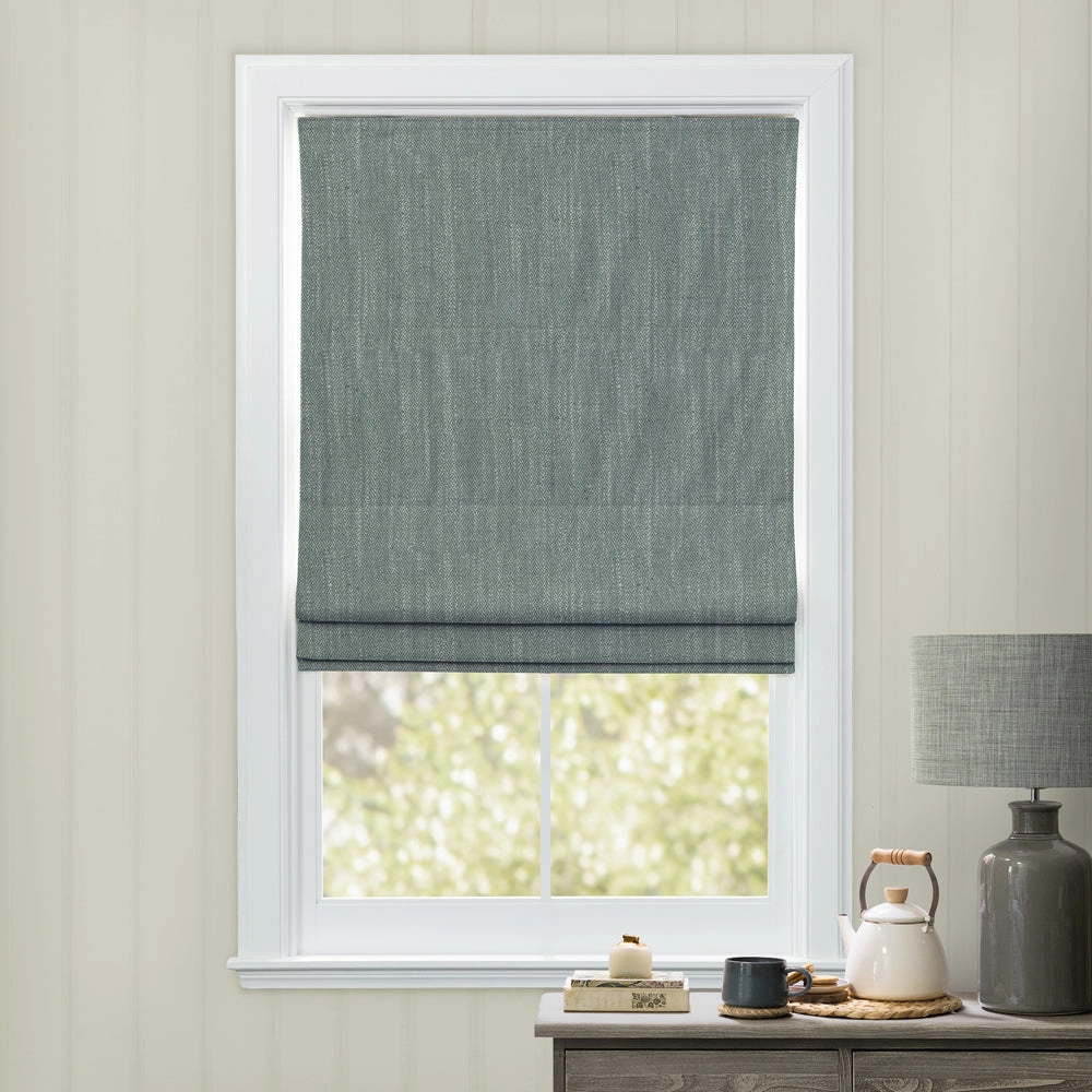 Jedburgh Textured Woven Made to Measure Roman Blinds Teal
