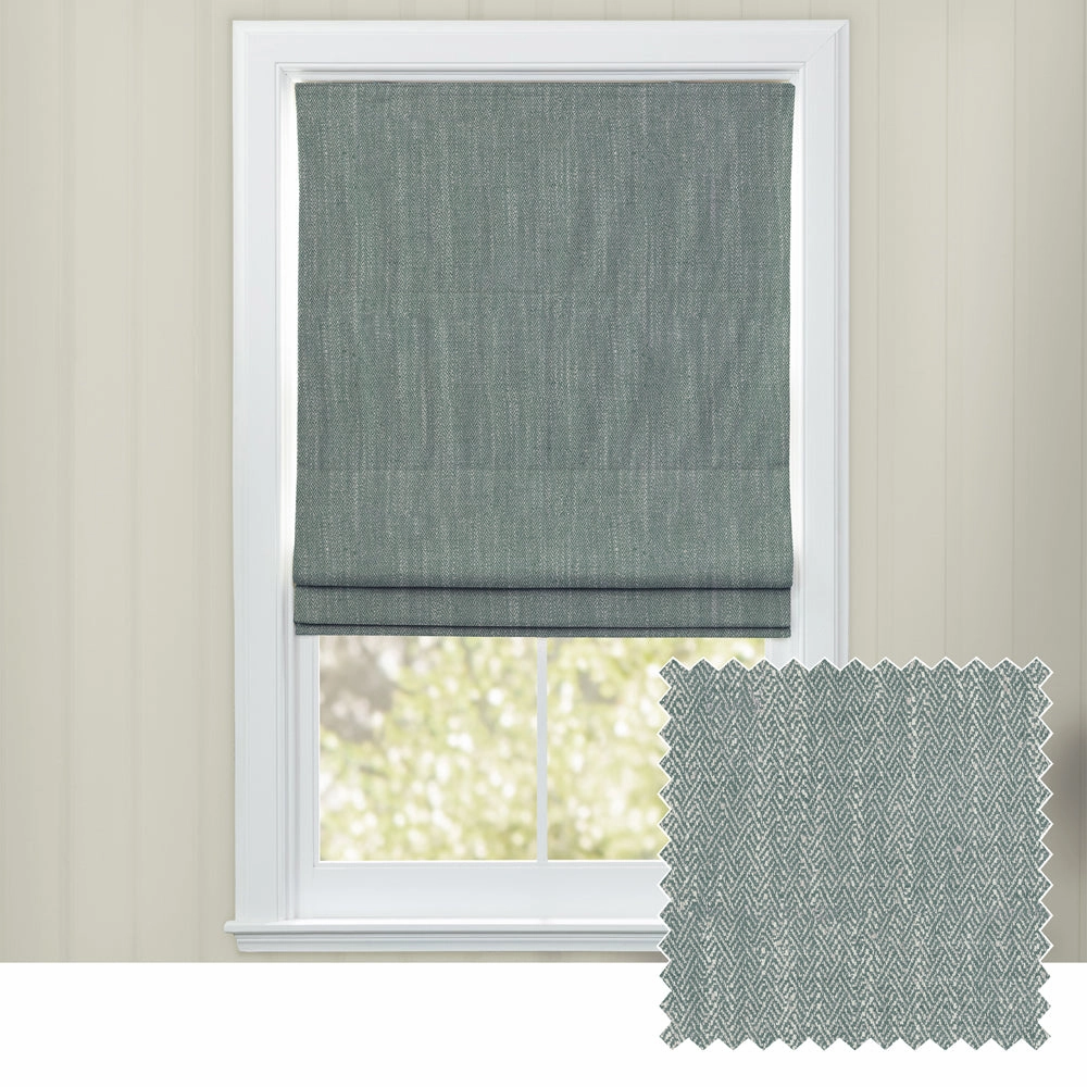 Jedburgh Textured Woven Made to Measure Roman Blinds Tealbedding sets ,throw blankets 