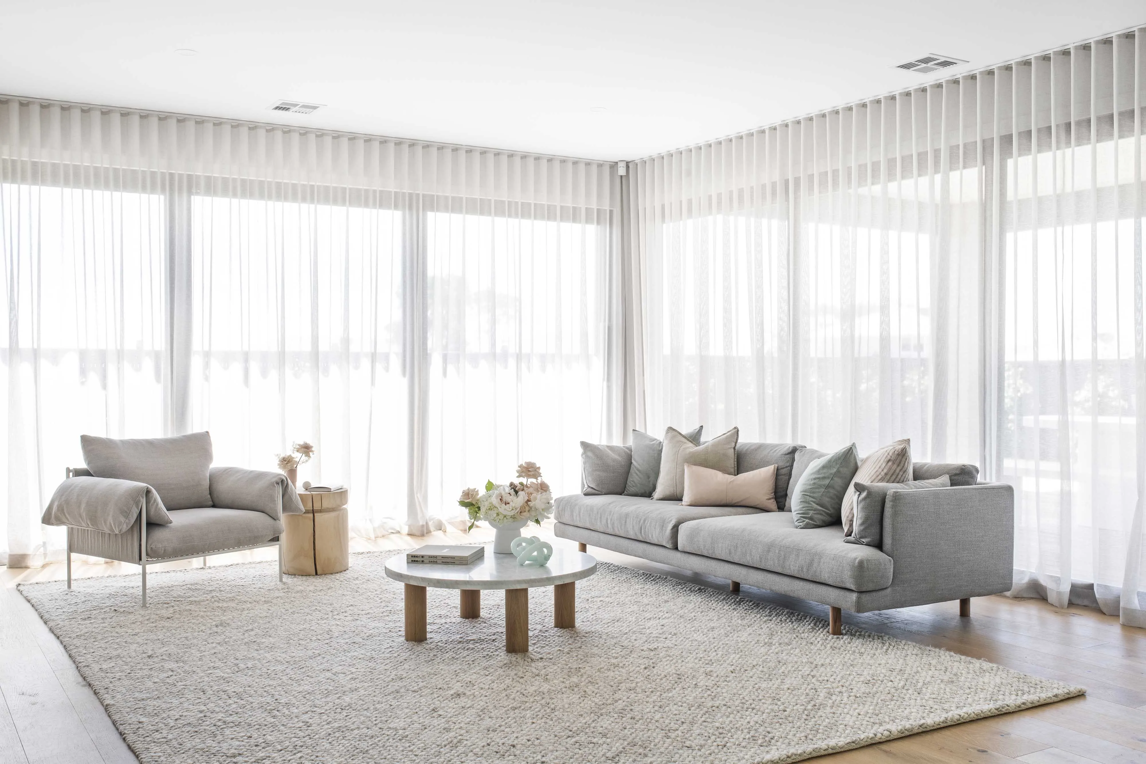 Joely Light Grey and Ivory Marble Looped Rug