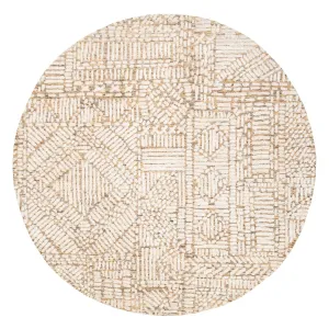 Jordan Mustard and Beige Geometric Modern Round Rugmodern color block patchwork rug