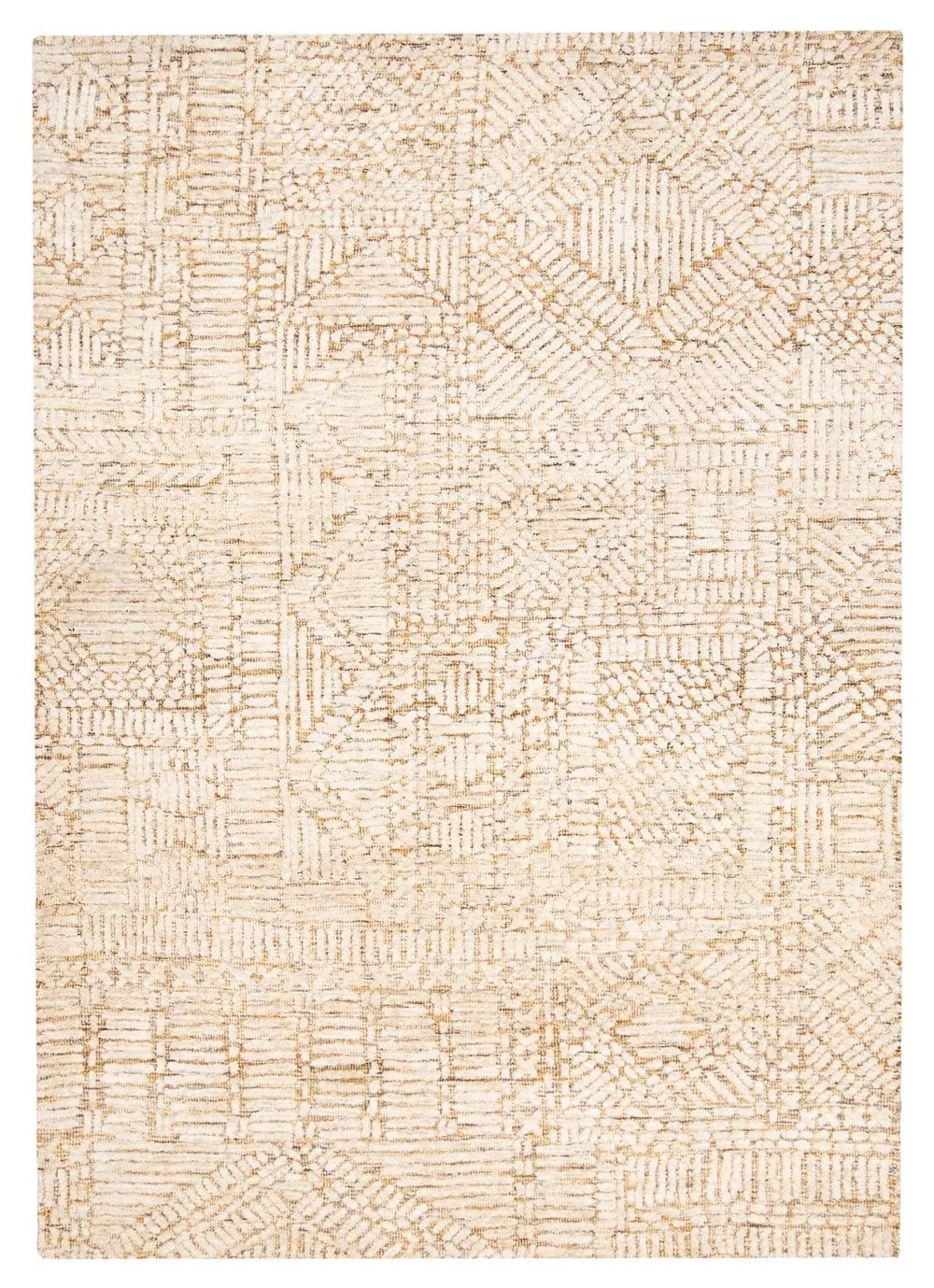 Jordan Mustard and Beige Geometric Modern Rugmodern color block patchwork rug
