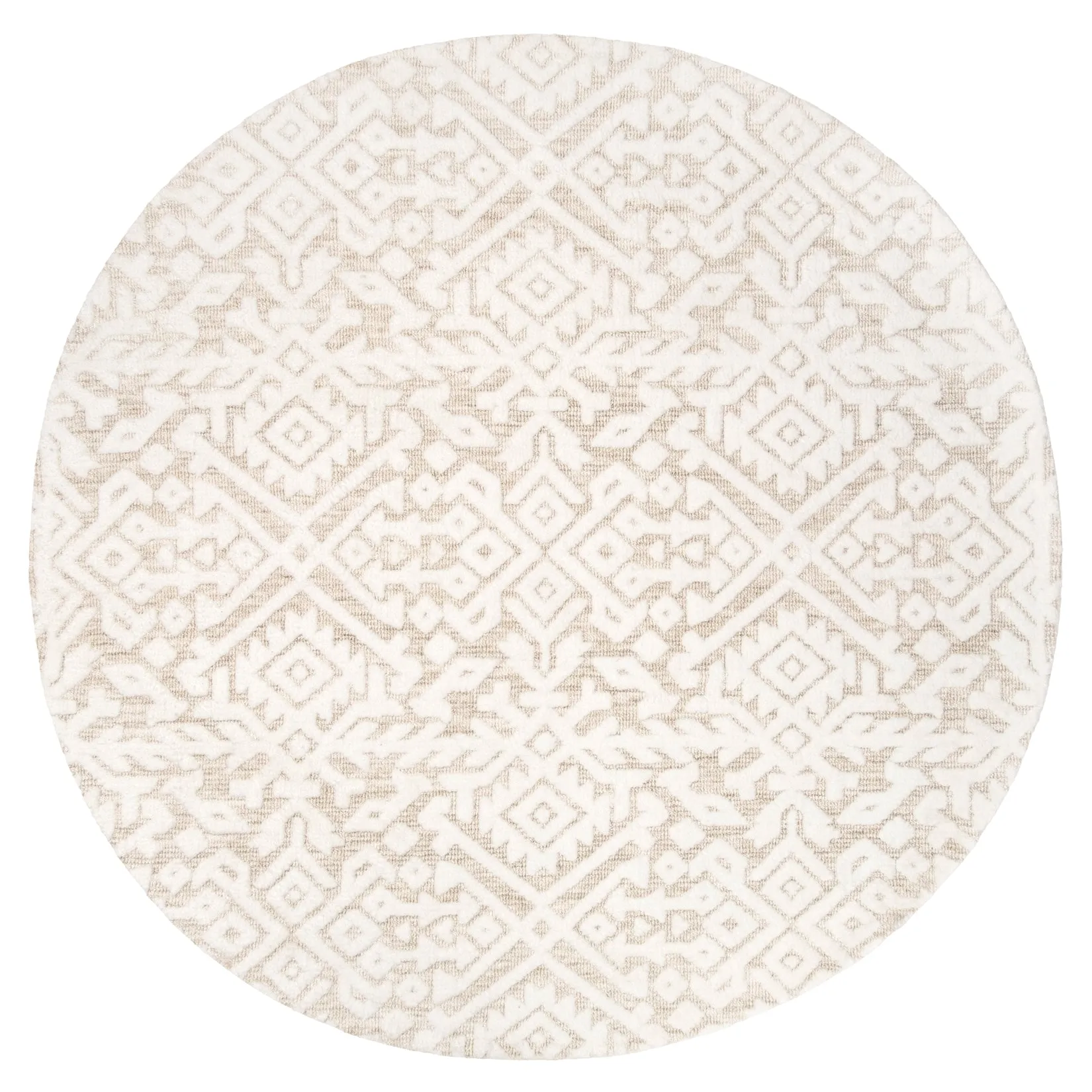Josephine Ivory and Cream Tribal Transitional Round Rug *NO RETURNS UNLESS FAULTYmodern color block patchwork rug