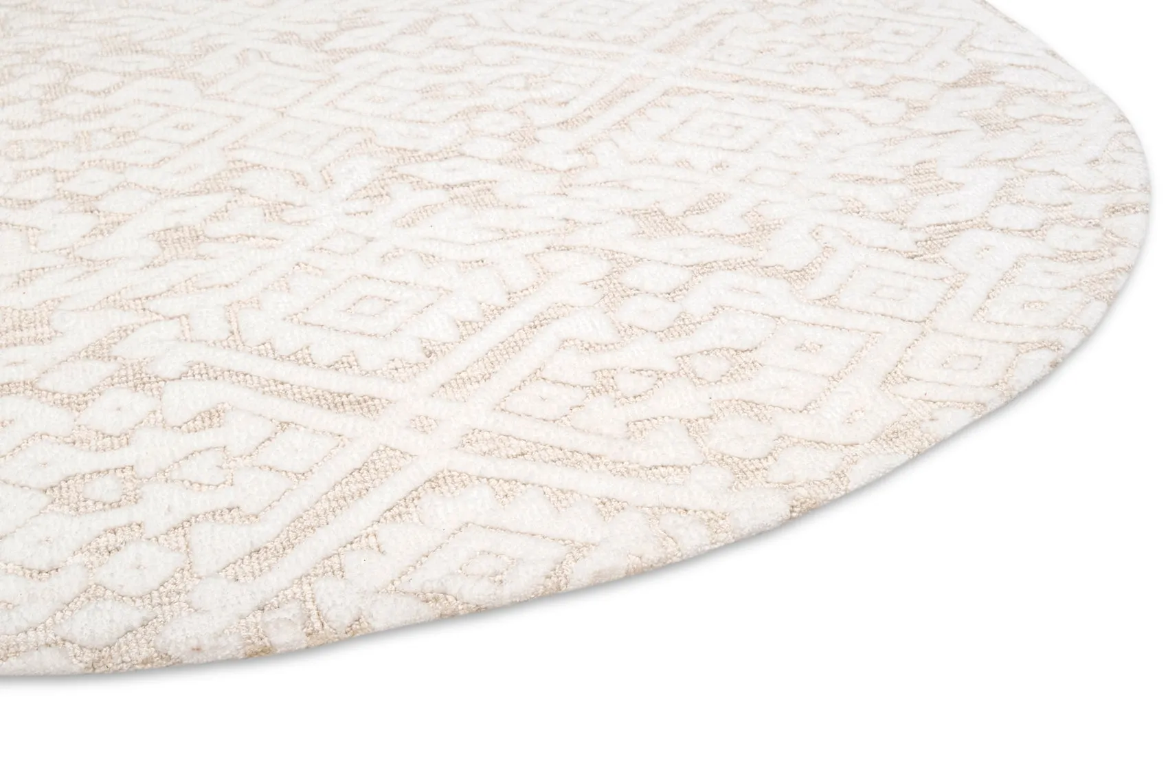 Josephine Ivory and Cream Tribal Transitional Round Rug *NO RETURNS UNLESS FAULTY
