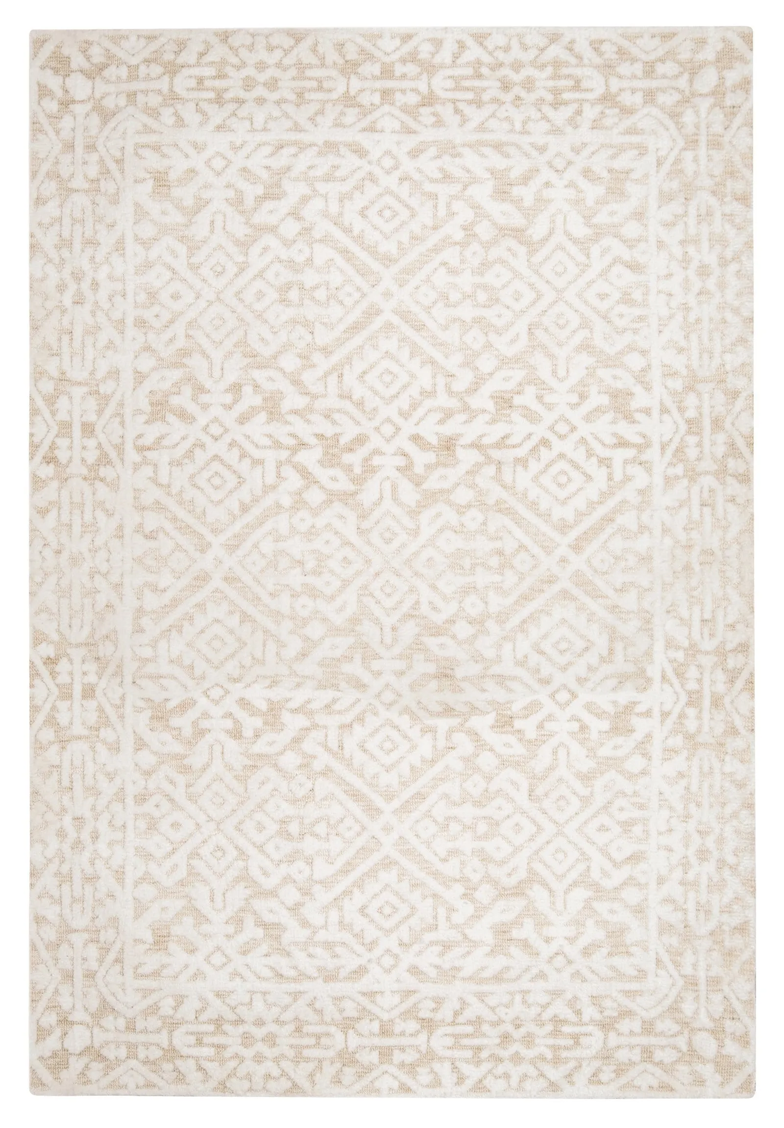 Josephine Ivory and Cream Tribal Transitional Rugmodern color block patchwork rug