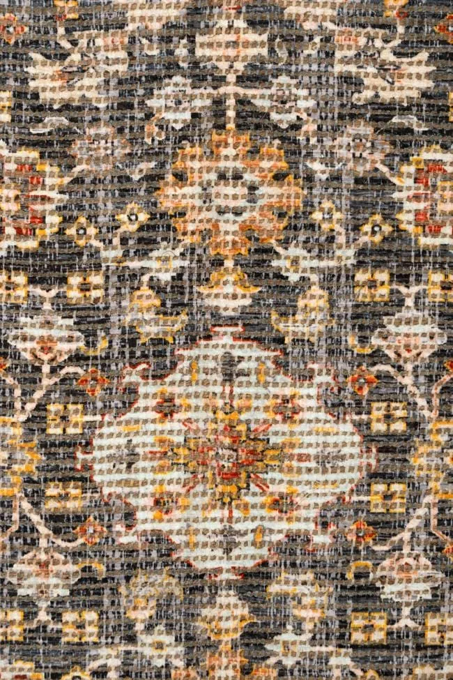 Juanita Orange and Charcoal Floral Distressed Rug *NO RETURNS UNLESS FAULTY