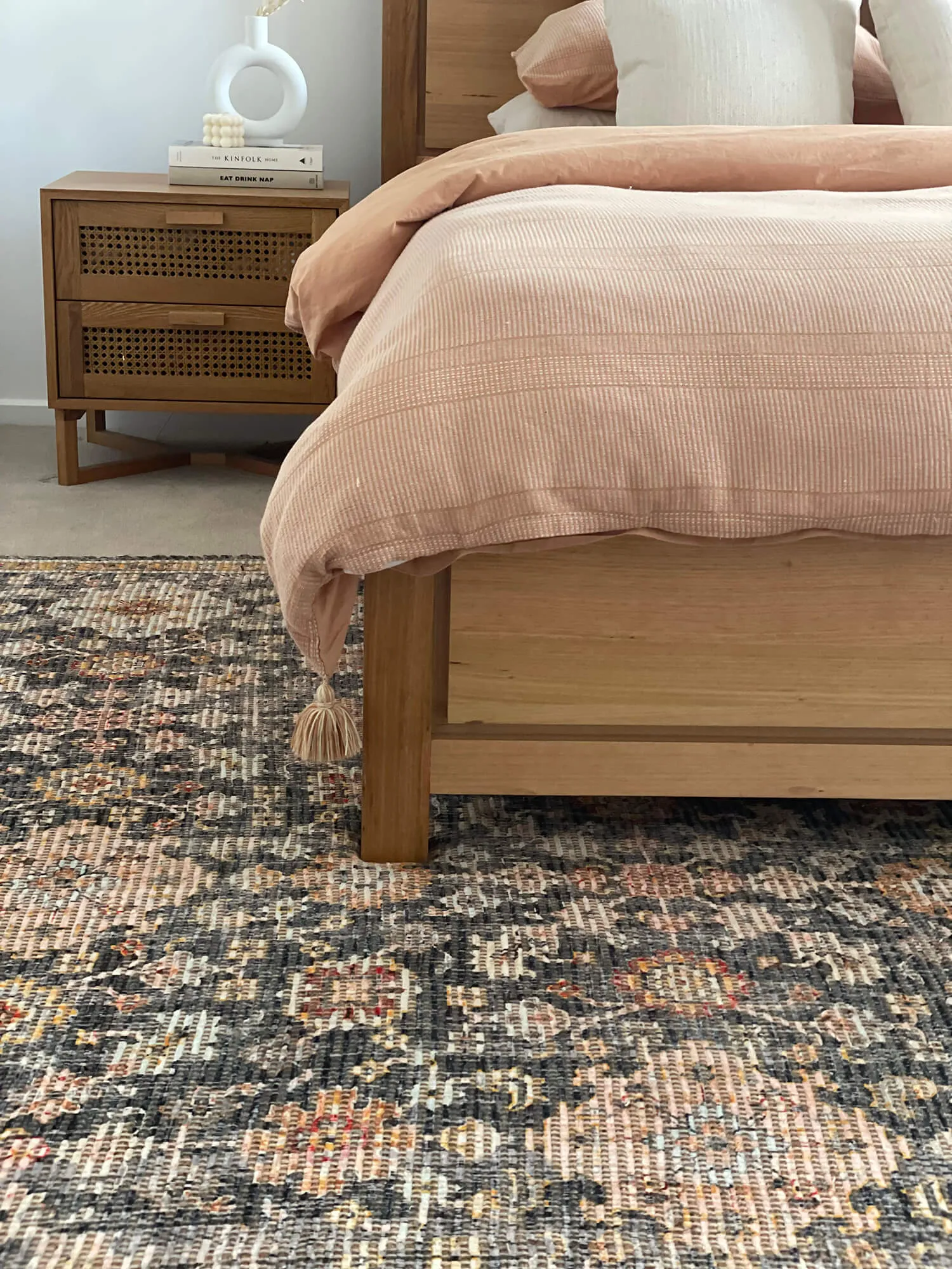 Juanita Orange and Charcoal Floral Distressed Rug *NO RETURNS UNLESS FAULTY