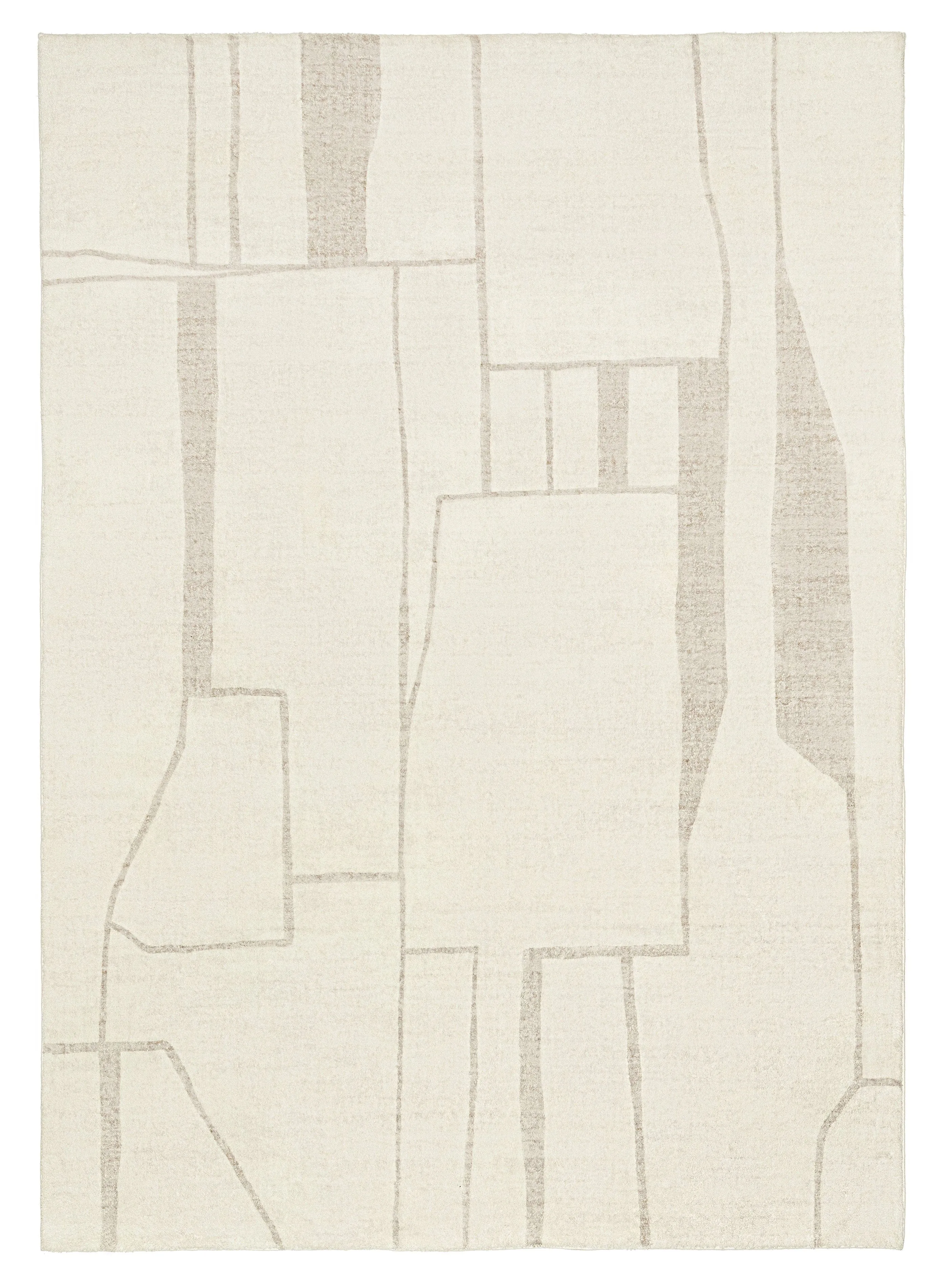 Kaliko Beige Abstract Pattern Washable Rugmodern color block patchwork rug