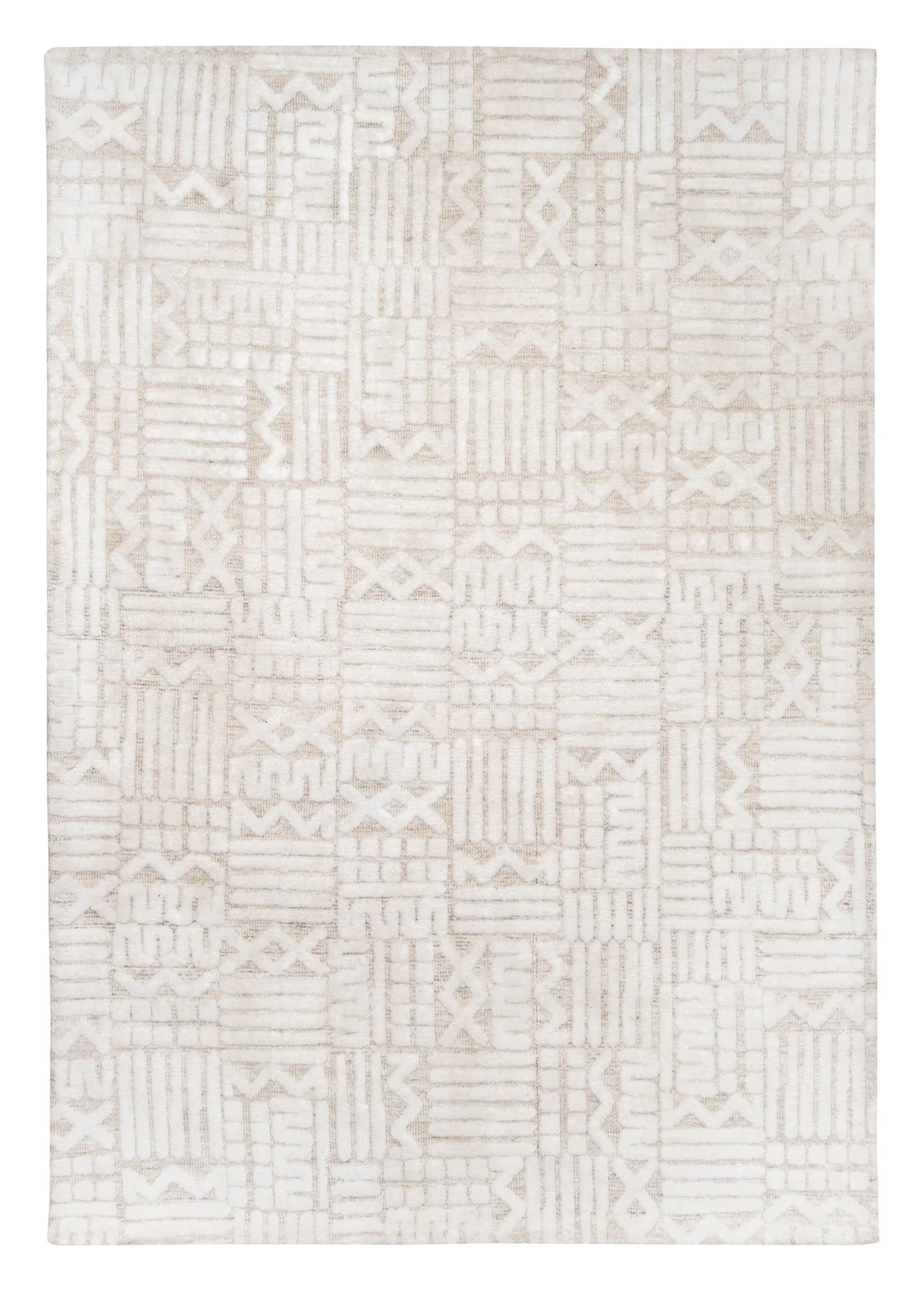 Kalinda Beige and Ivory Geometric Tribal Rugmodern color block patchwork rug