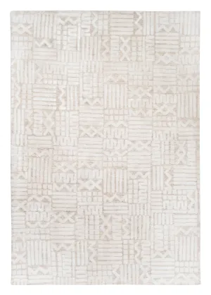 Kalinda Beige and Ivory Geometric Tribal Rugmodern color block patchwork rug