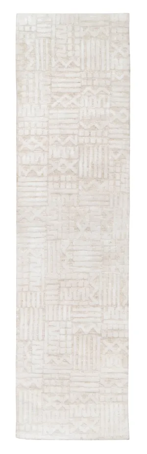 Kalinda Beige and Ivory Geometric Tribal Runner Rug *NO RETURNS UNLESS FAULTYmodern color block patchwork rug