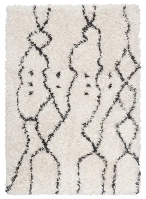 Kandake Cream & Black Tribal Shag Rug *NO RETURNS UNLESS FAULTYmodern color block patchwork rug