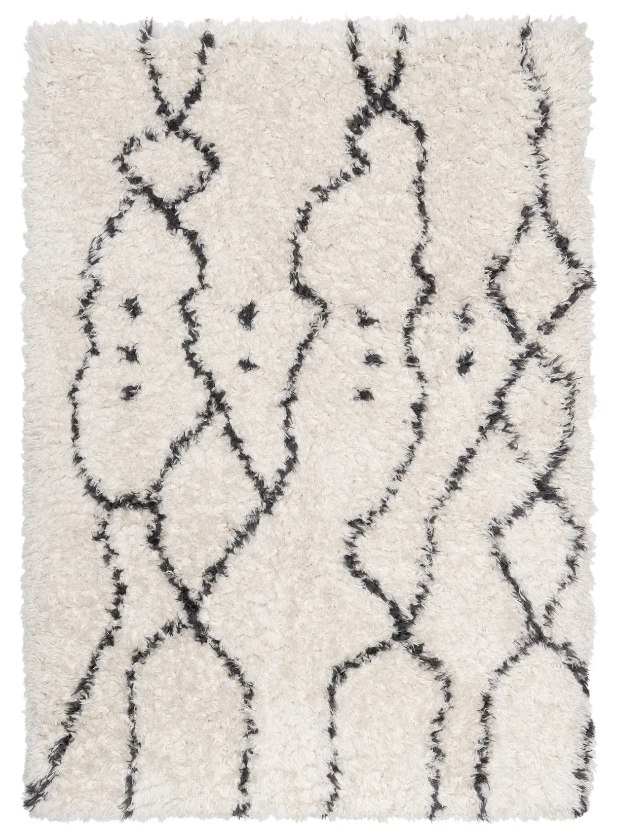 Kandake Cream & Black Tribal Shag Rug *NO RETURNS UNLESS FAULTYmodern color block patchwork rug