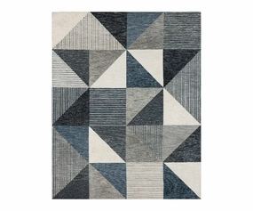 Karastan Bowen Oblique Rug - Bluemodern color block patchwork rug
