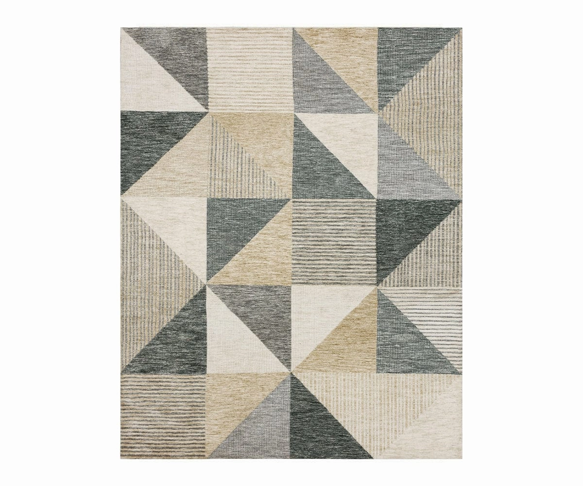Karastan Bowen Oblique Rug - Tanmodern color block patchwork rug
