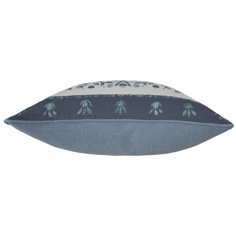 Kari Printed Piped Cushion Denim