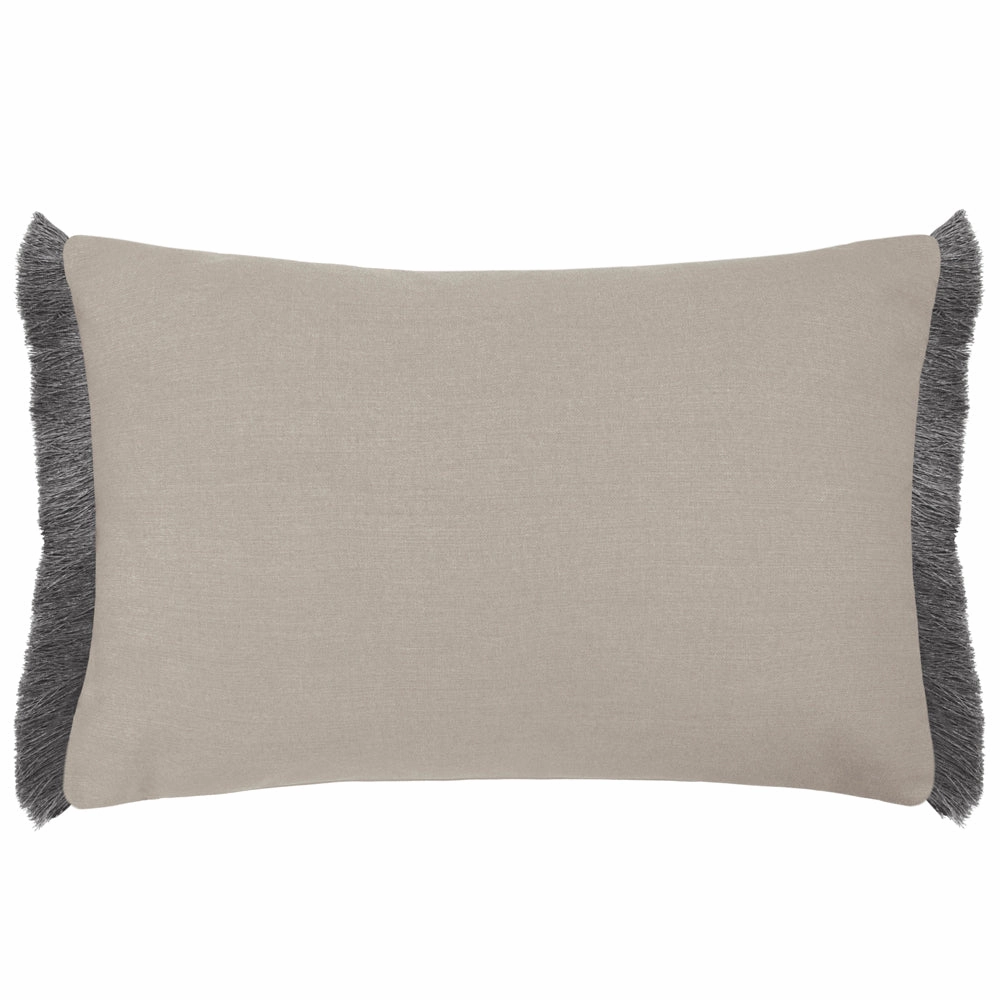 Kari Printed Ruche Fringe Cushion Stone