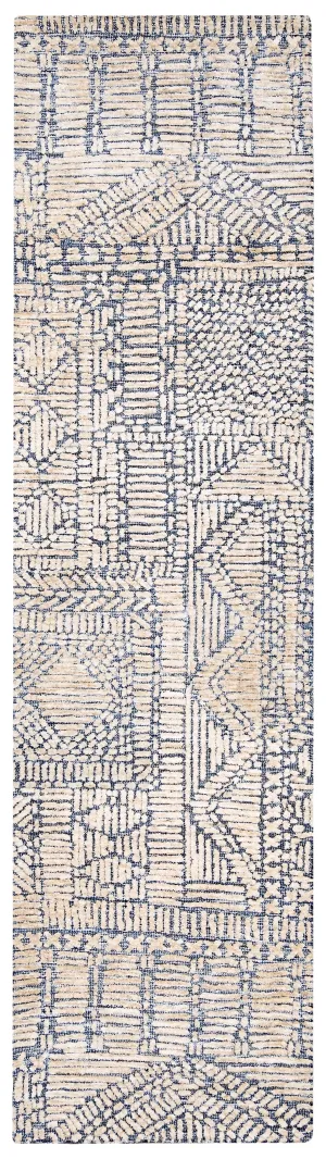 Karmen Blue and Ivory Runner Rug *NO RETURNS UNLESS FAULTYmodern color block patchwork rug