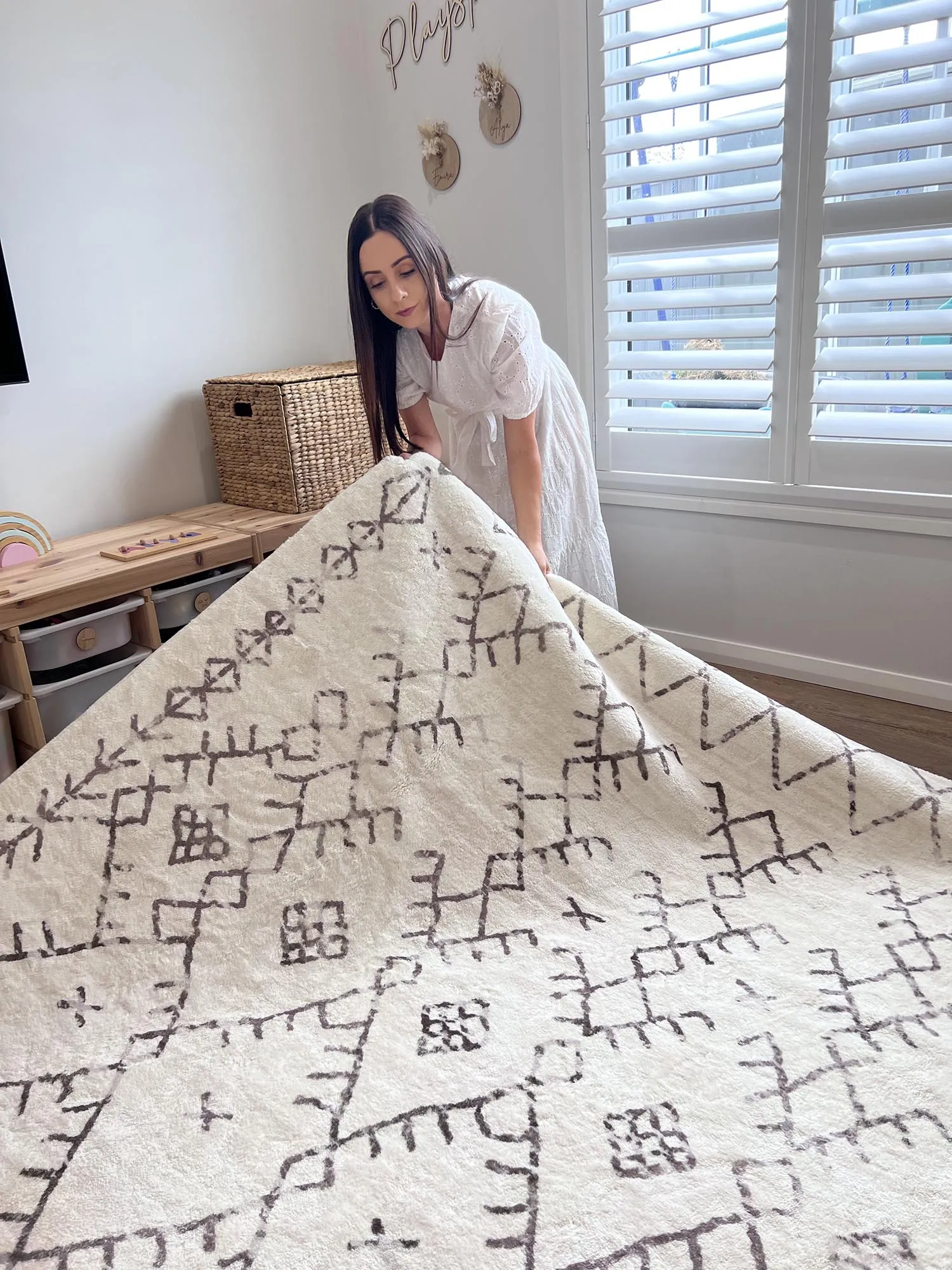 Karmina Brown and Cream Abstract Tribal Washable Rug