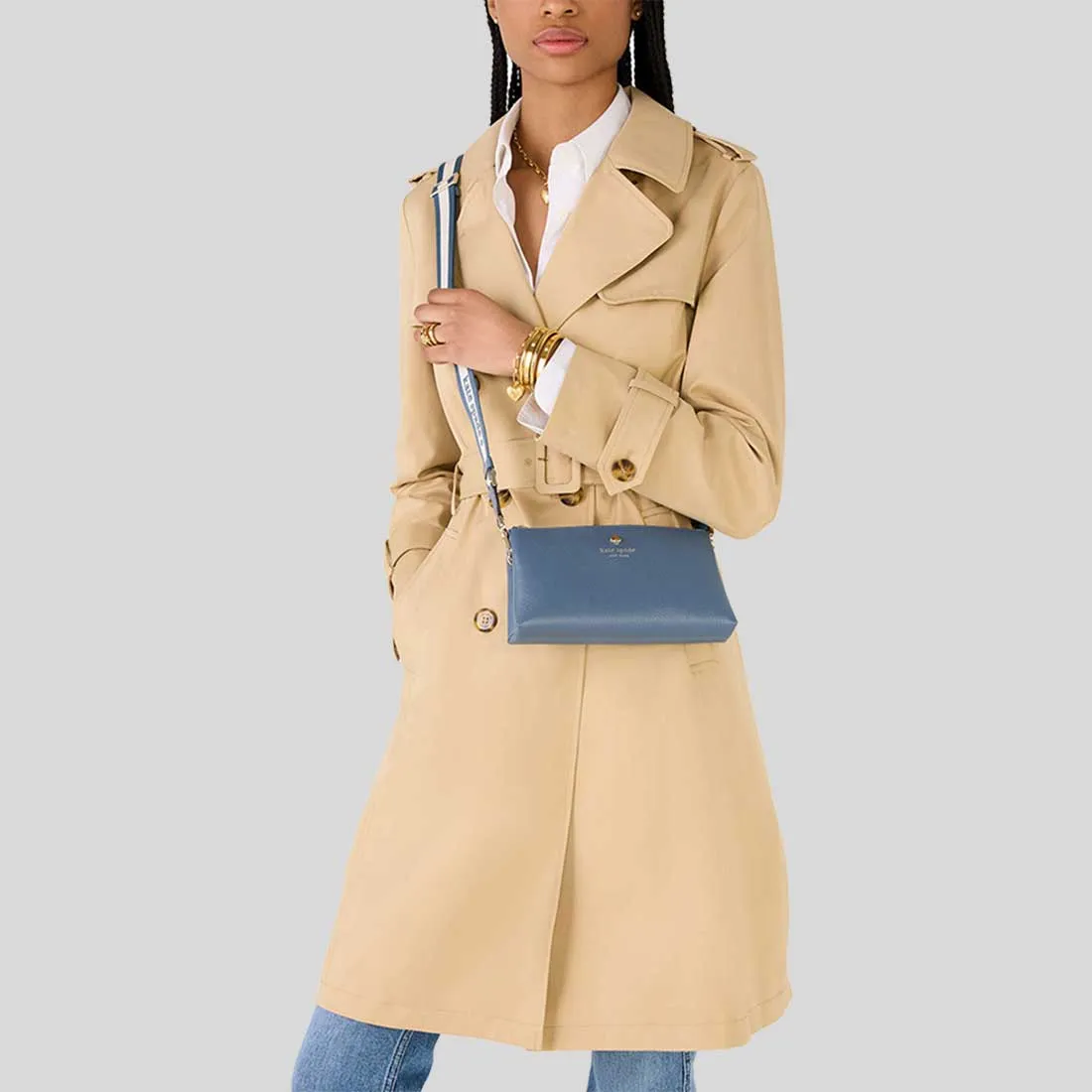 KATE SPADE Emma Pebbled Leather Mini Crossbody Bag Bluestone KK257