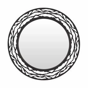 Kato 348MI33CB 33-in Round Mirror - Carbonwall mounted decorative mirror,full length dressing mirror