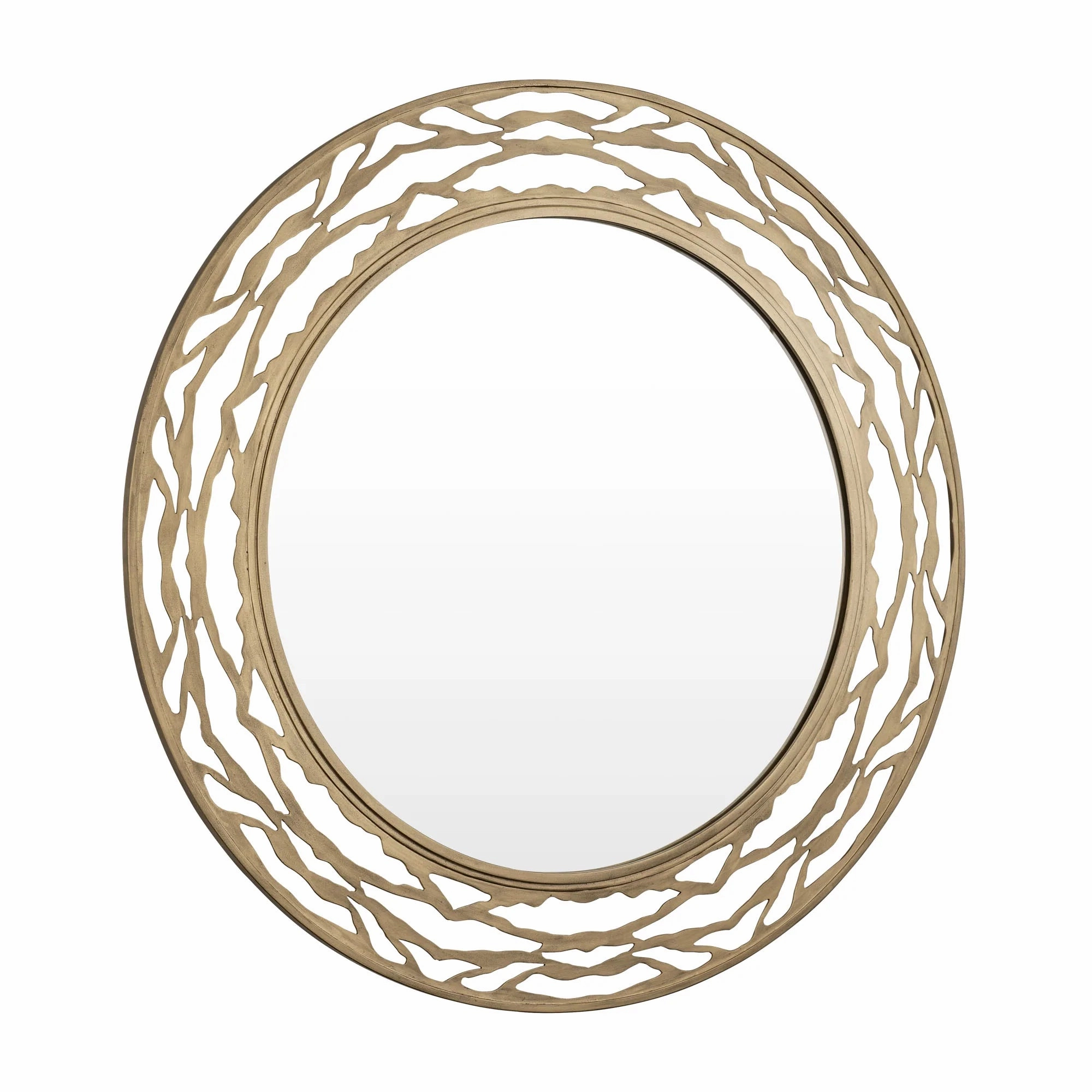 Kato 348MI33HG 33-in Round Mirror - Havana Goldwall mounted decorative mirror,full length dressing mirror