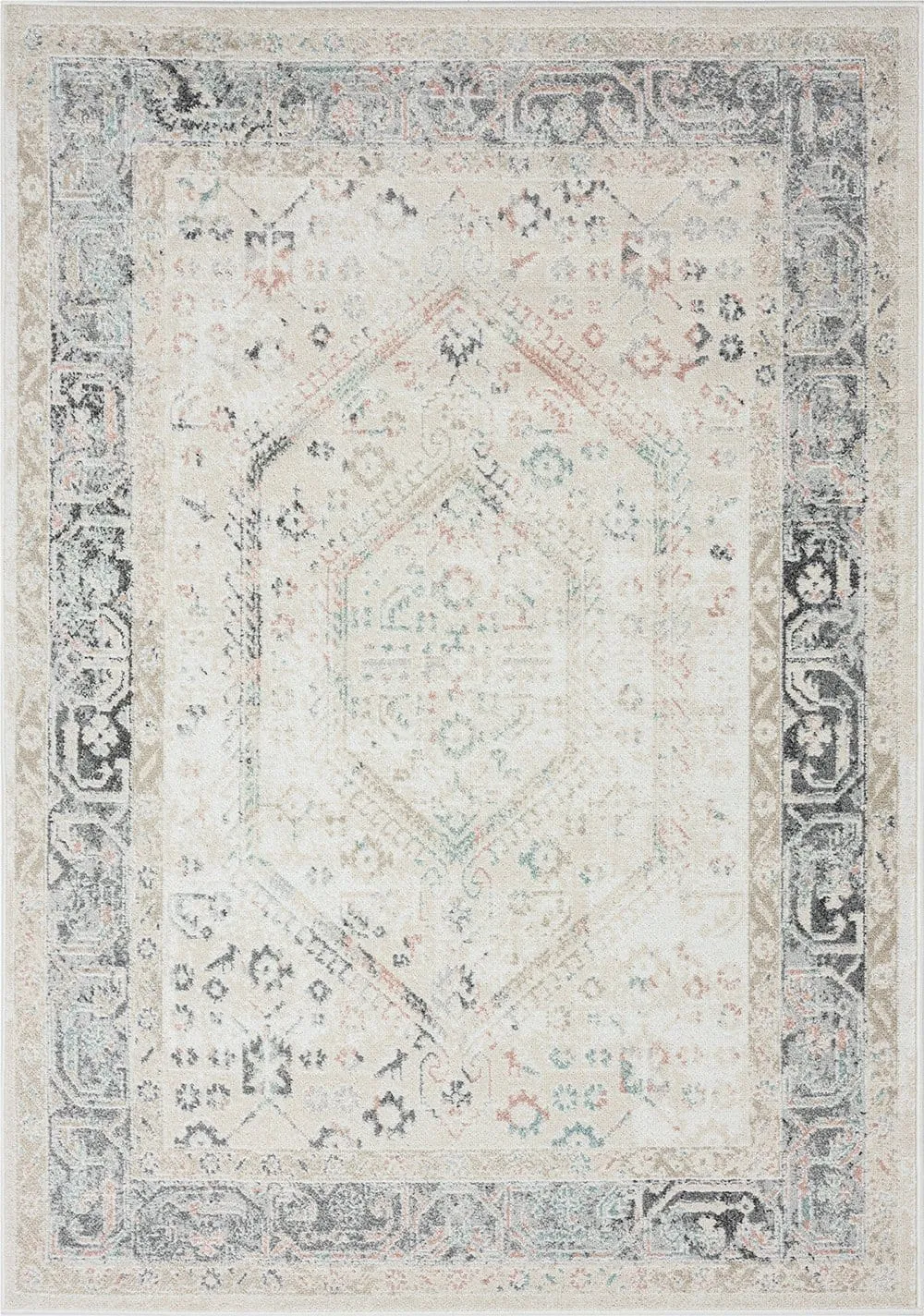 Katya Cream And Grey Multi-Colour Traditional Floral Rugmodern color block patchwork rug