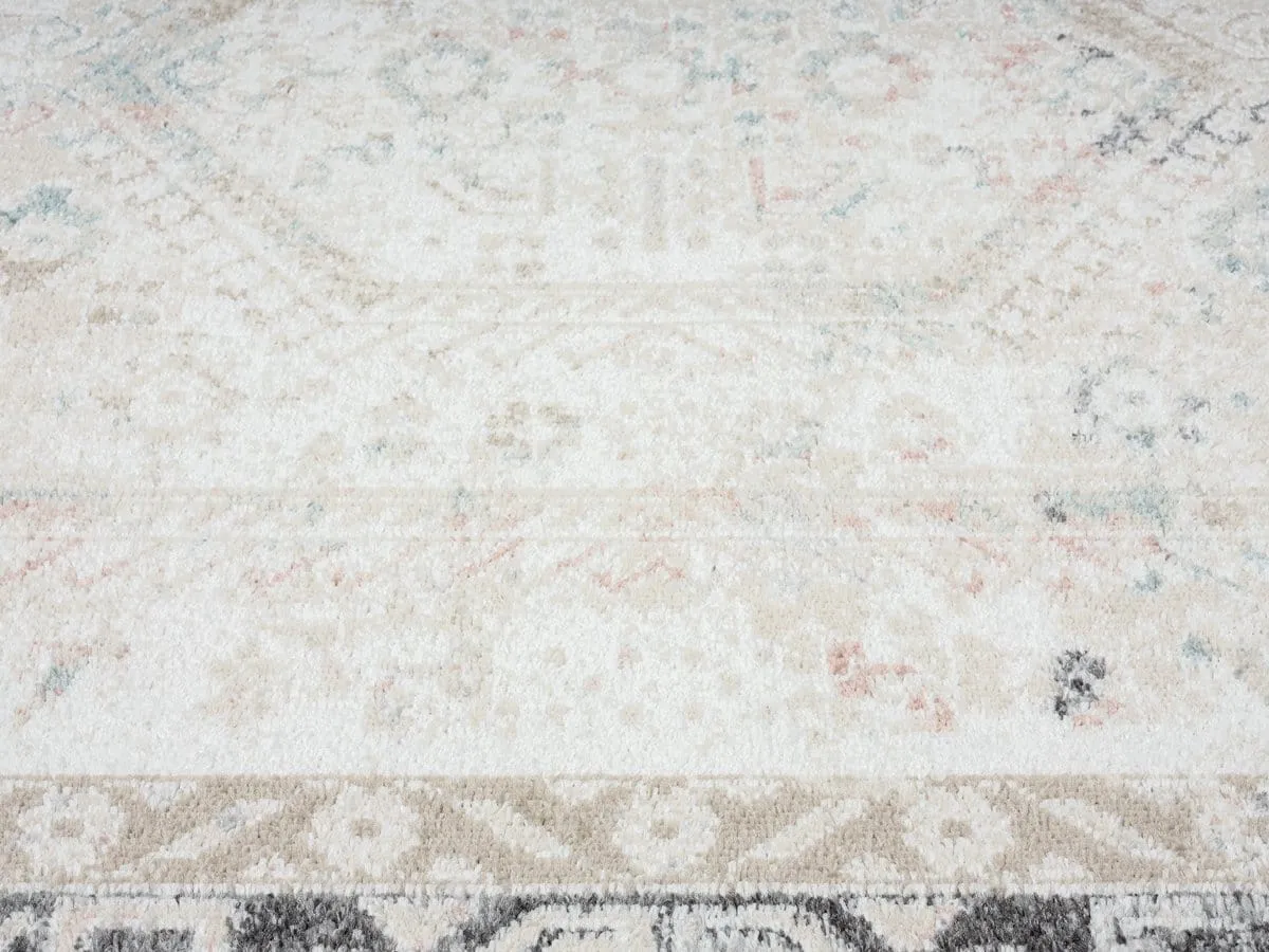 Katya Cream And Grey Multi-Colour Traditional Floral Runner Rug