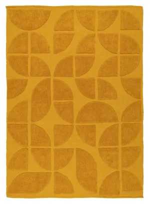 Kay Mustard Geometric Washable Wool Rugmodern color block patchwork rug