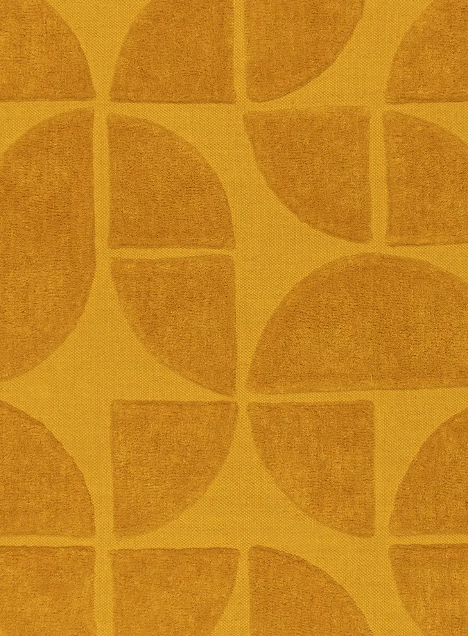 Kay Mustard Geometric Washable Wool Rug