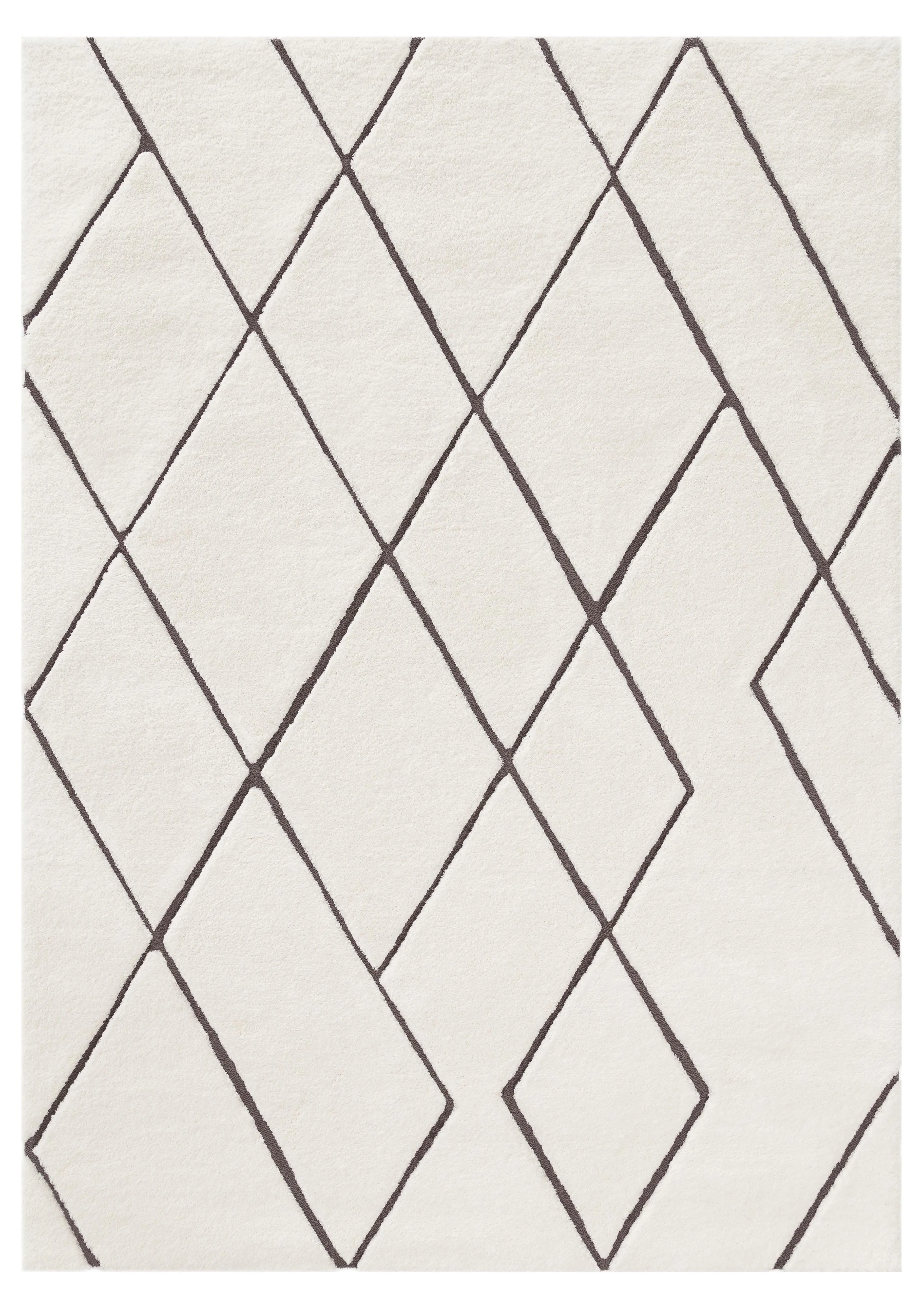 Kayla Cream and Charcoal Grey Tribal Shag Rug *NO RETURNS UNLESS FAULTYmodern color block patchwork rug