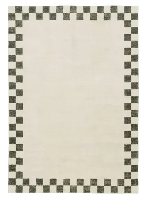 Keava Green Checkered Border Washable Rugmodern color block patchwork rug