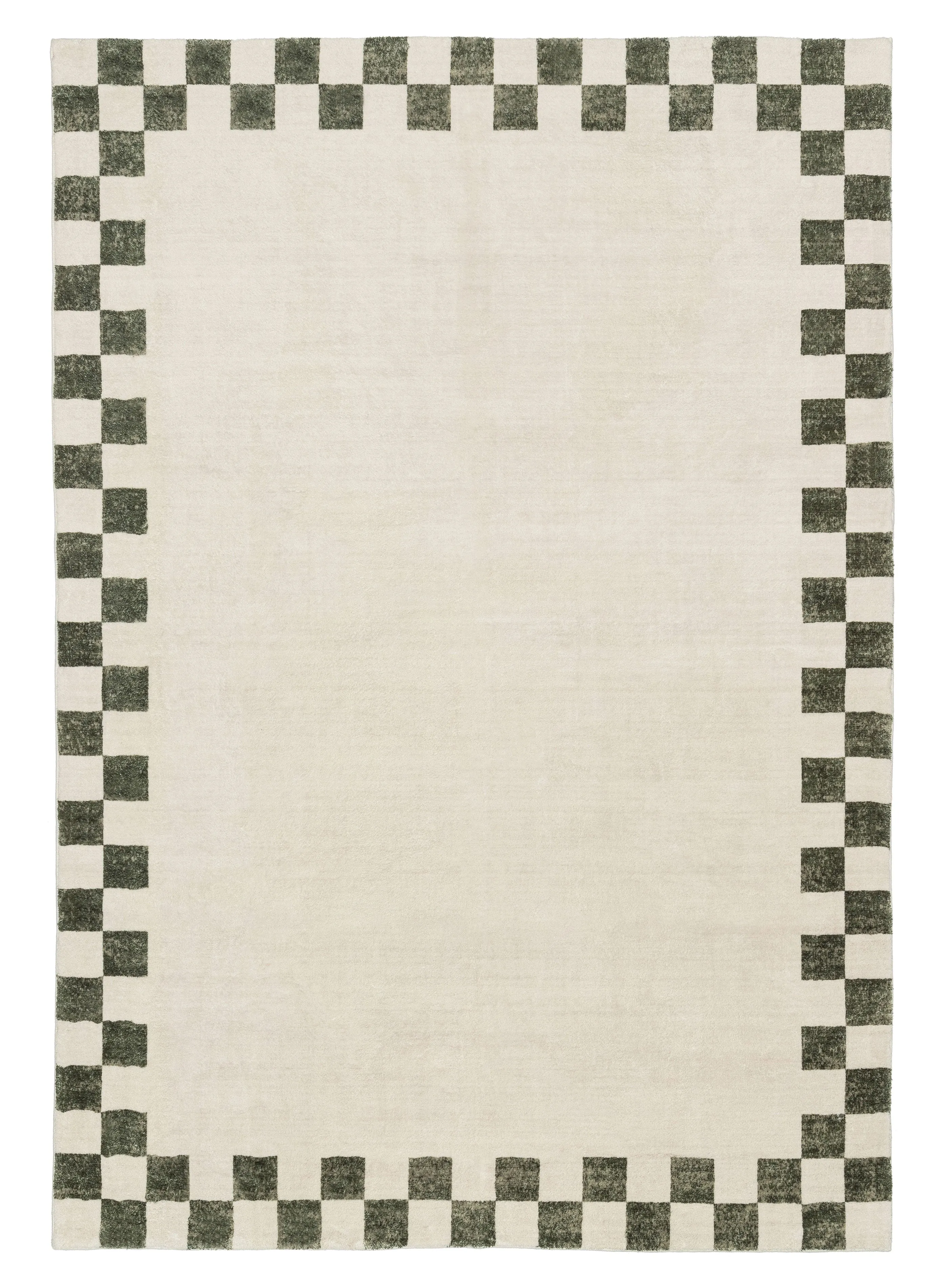 Keava Green Checkered Border Washable Rugmodern color block patchwork rug