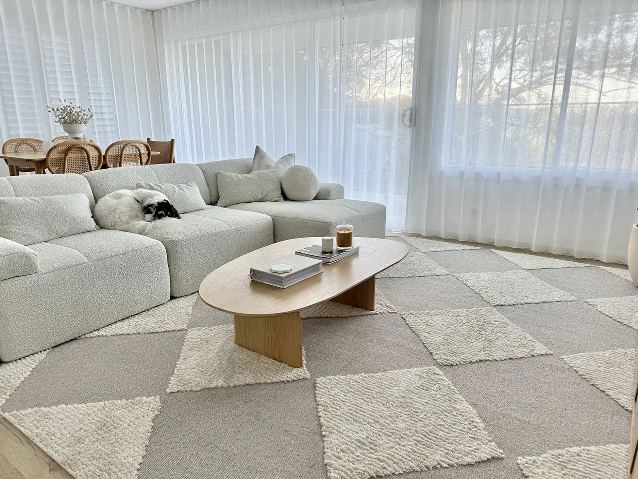 Kelsey Ivory and Beige Checkered Rug *NO RETURNS UNLESS FAULTY