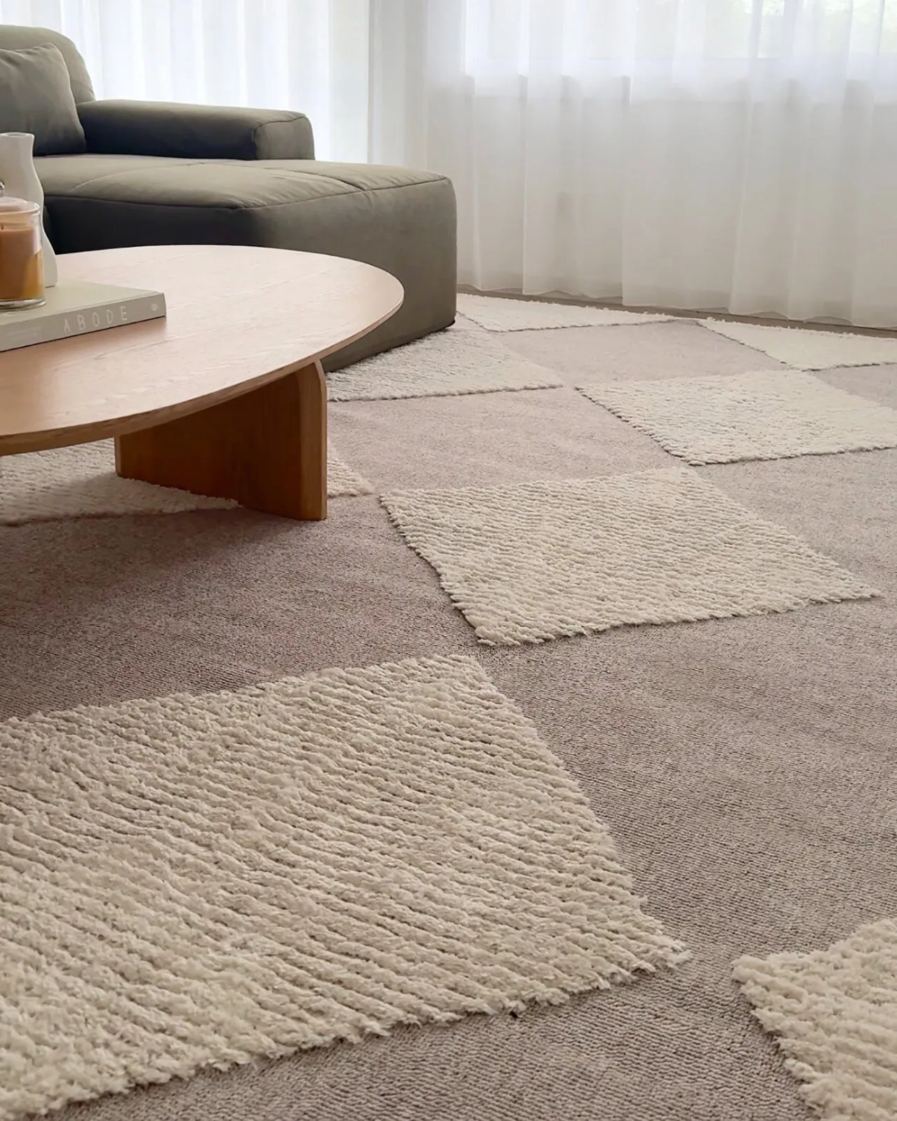 Kelsey Ivory and Beige Checkered Rug *NO RETURNS UNLESS FAULTY