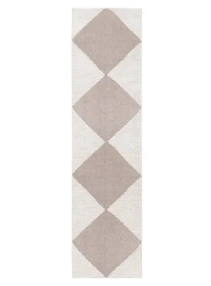 Kelsey Ivory and Beige Checkered Runner Rugmodern color block patchwork rug