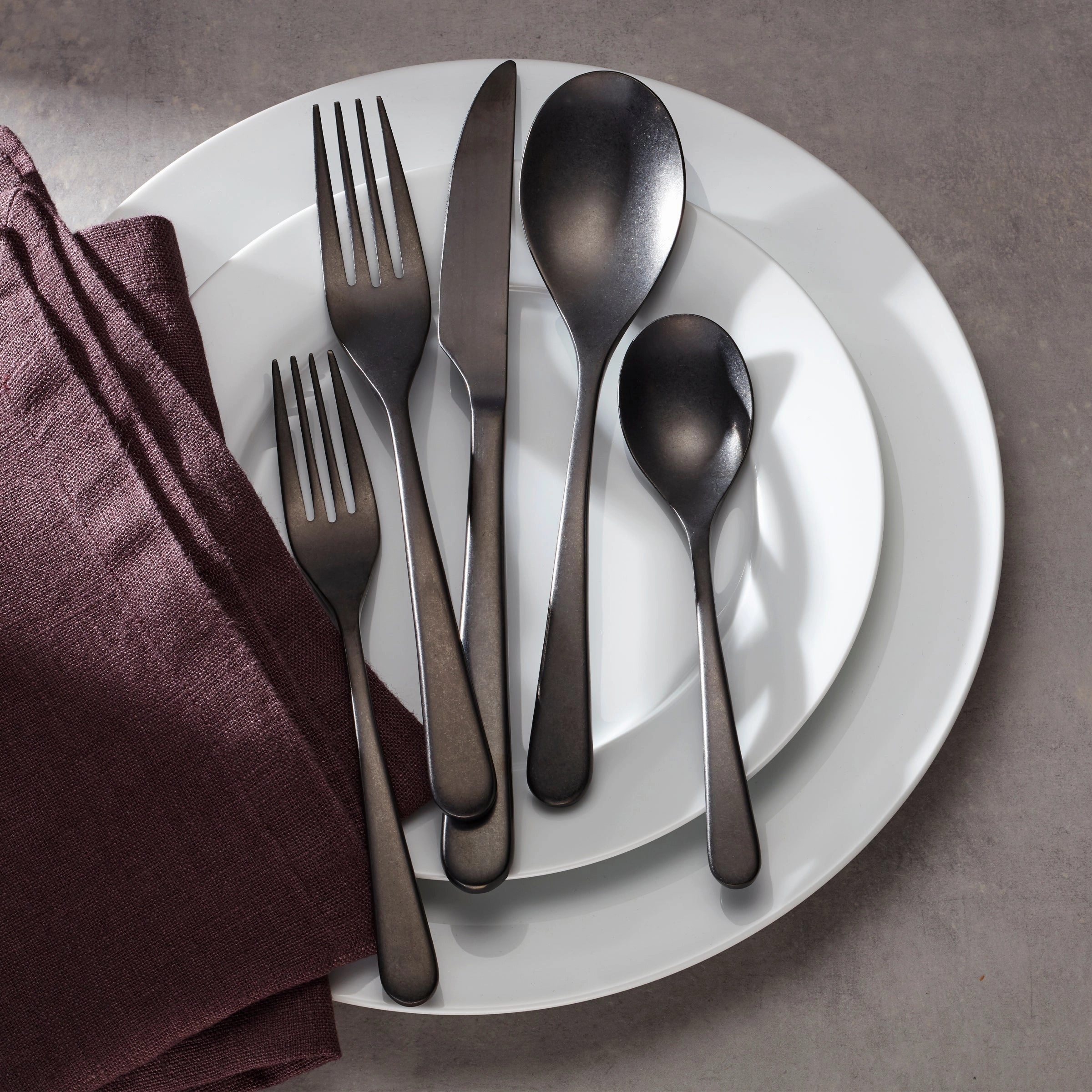 Kenbrook Black Vintage 20 Piece Flatware Set