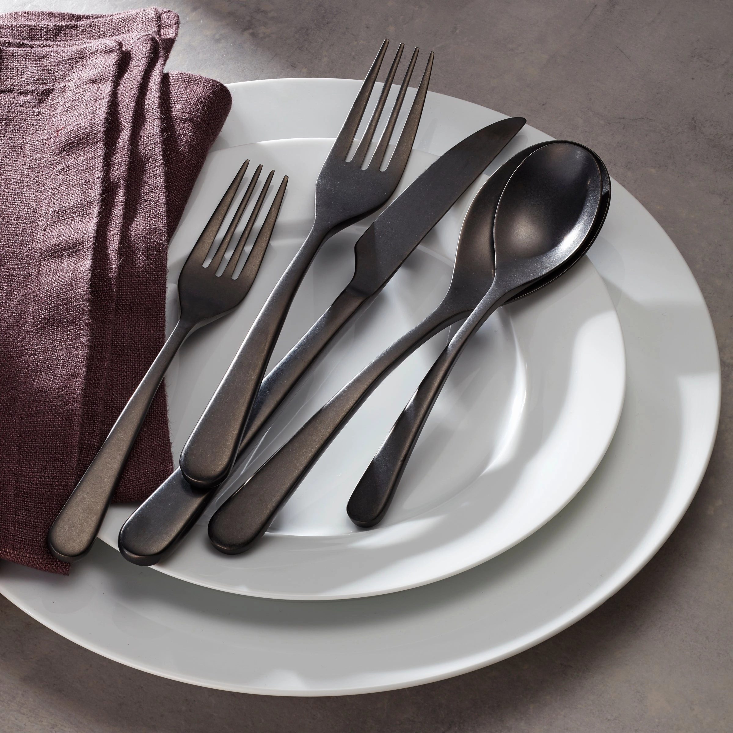 Kenbrook Black Vintage 20 Piece Flatware Set