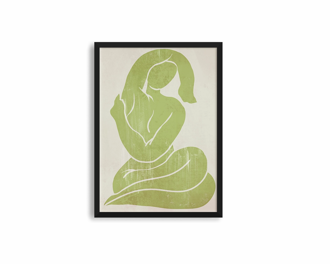 Khaki Green Figure Print 1modern abstract painting decor