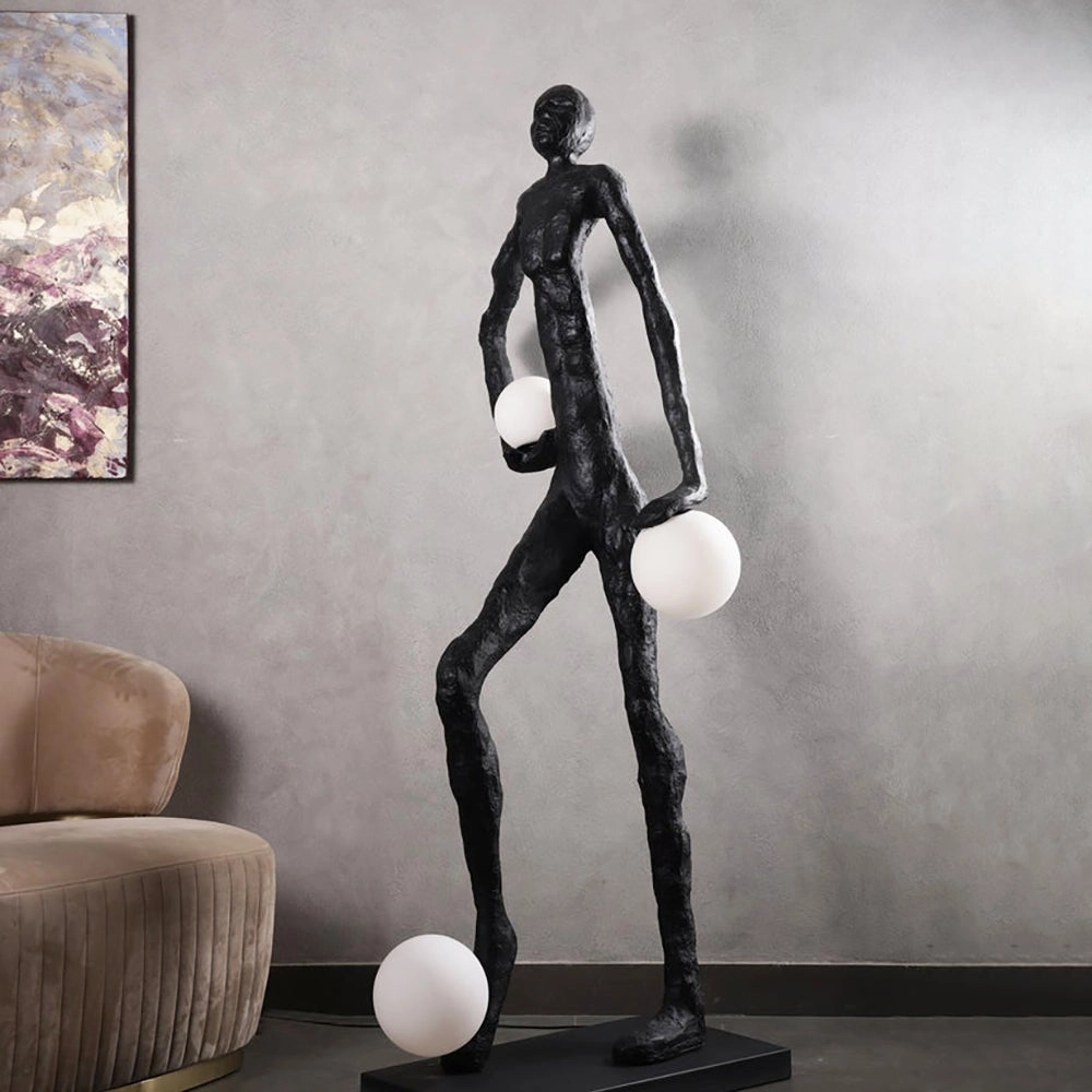 Kicking Ball Sculpture Character Floor Lamp