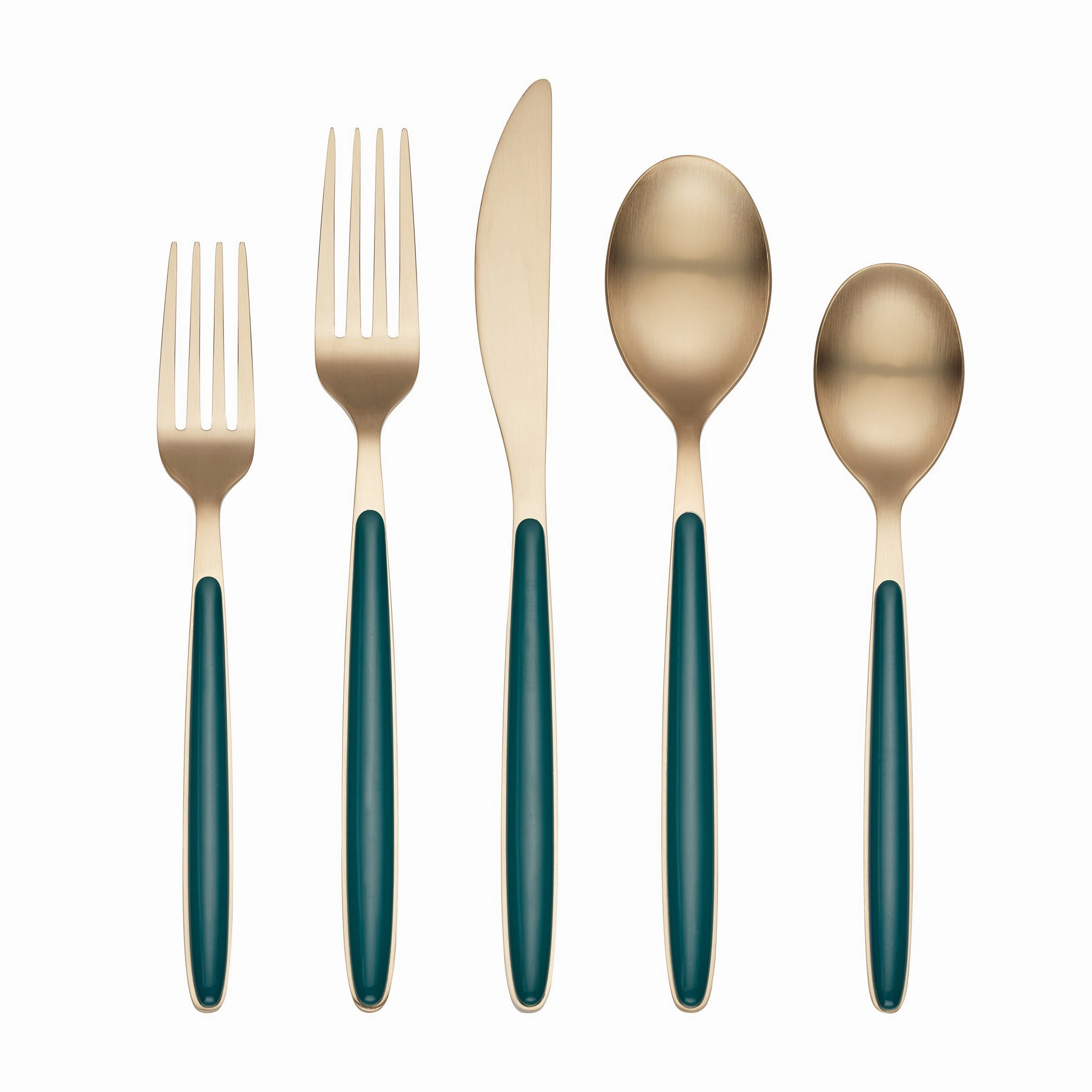 Kiernan Champagne Satin Green Handle 20 Piece Flatware Set