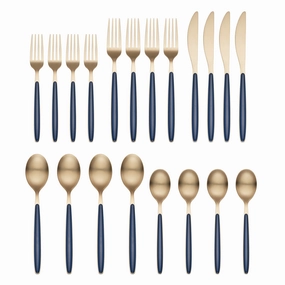 Kiernan Champagne Satin Navy Handle 20 Piece Flatware Seteco-friendly bamboo fiber tableware set 