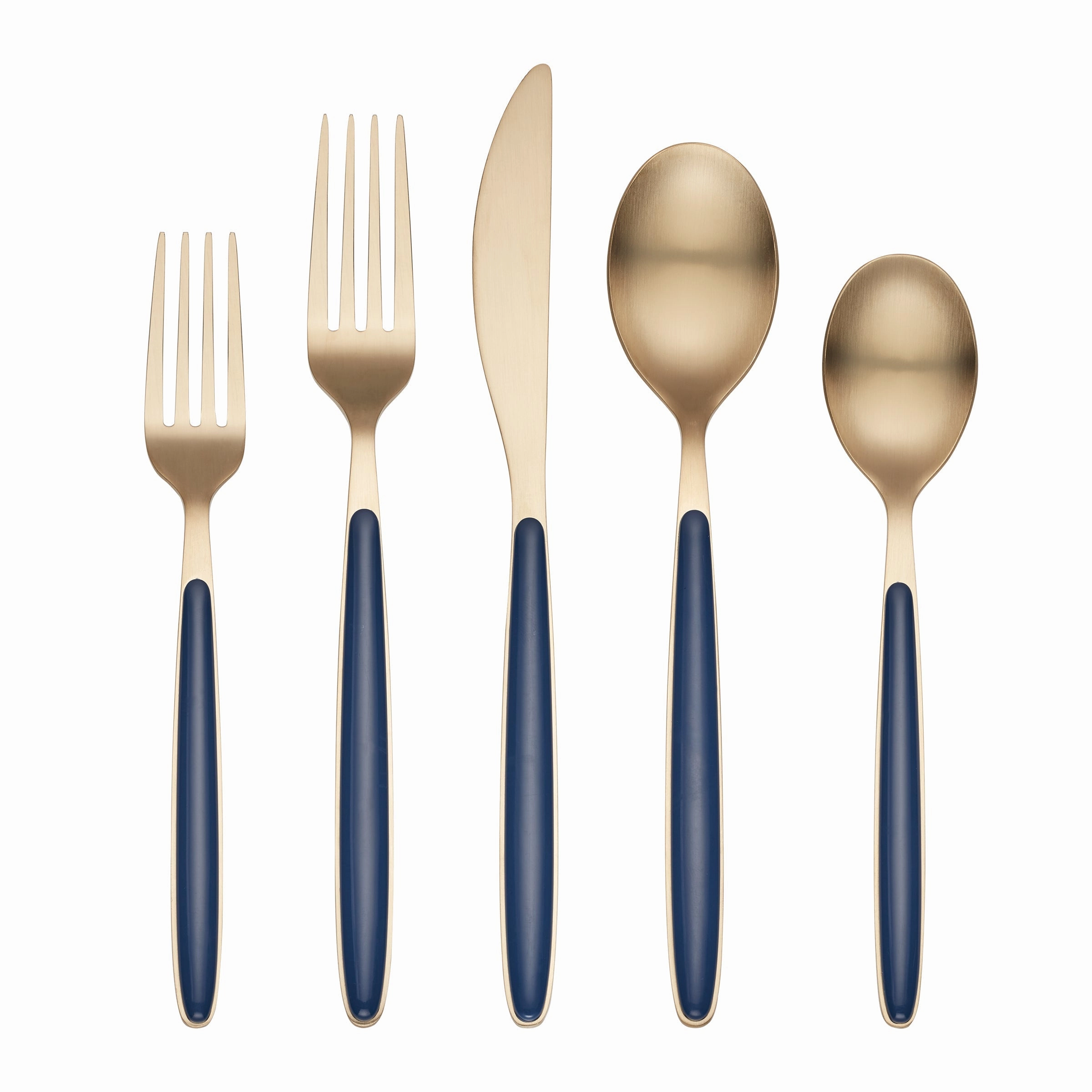 Kiernan Champagne Satin Navy Handle 20 Piece Flatware Set