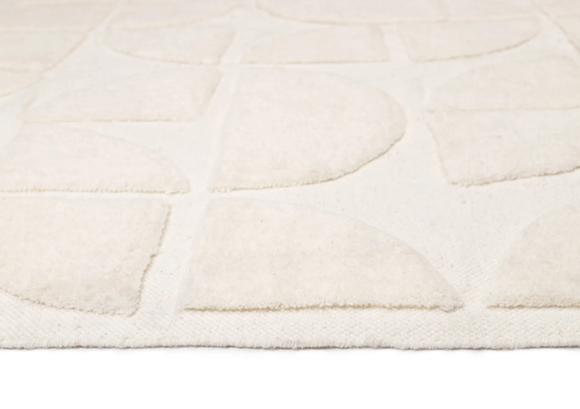 Kikko Geometric Cream Washable Wool Rug *NO RETURNS UNLESS FAULTY