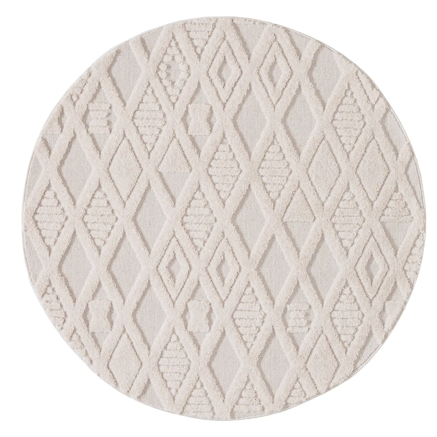 Kira Diamond Detail Textured Round Rugmodern color block patchwork rug