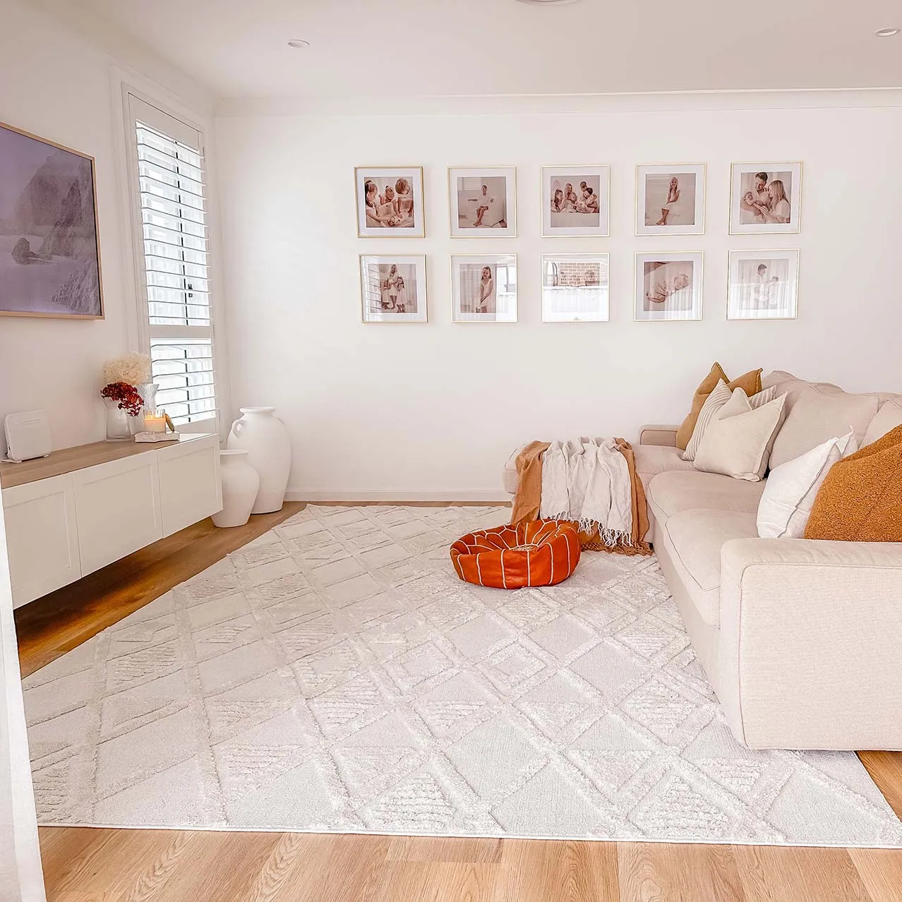 Kira Diamond Detail Textured Rug