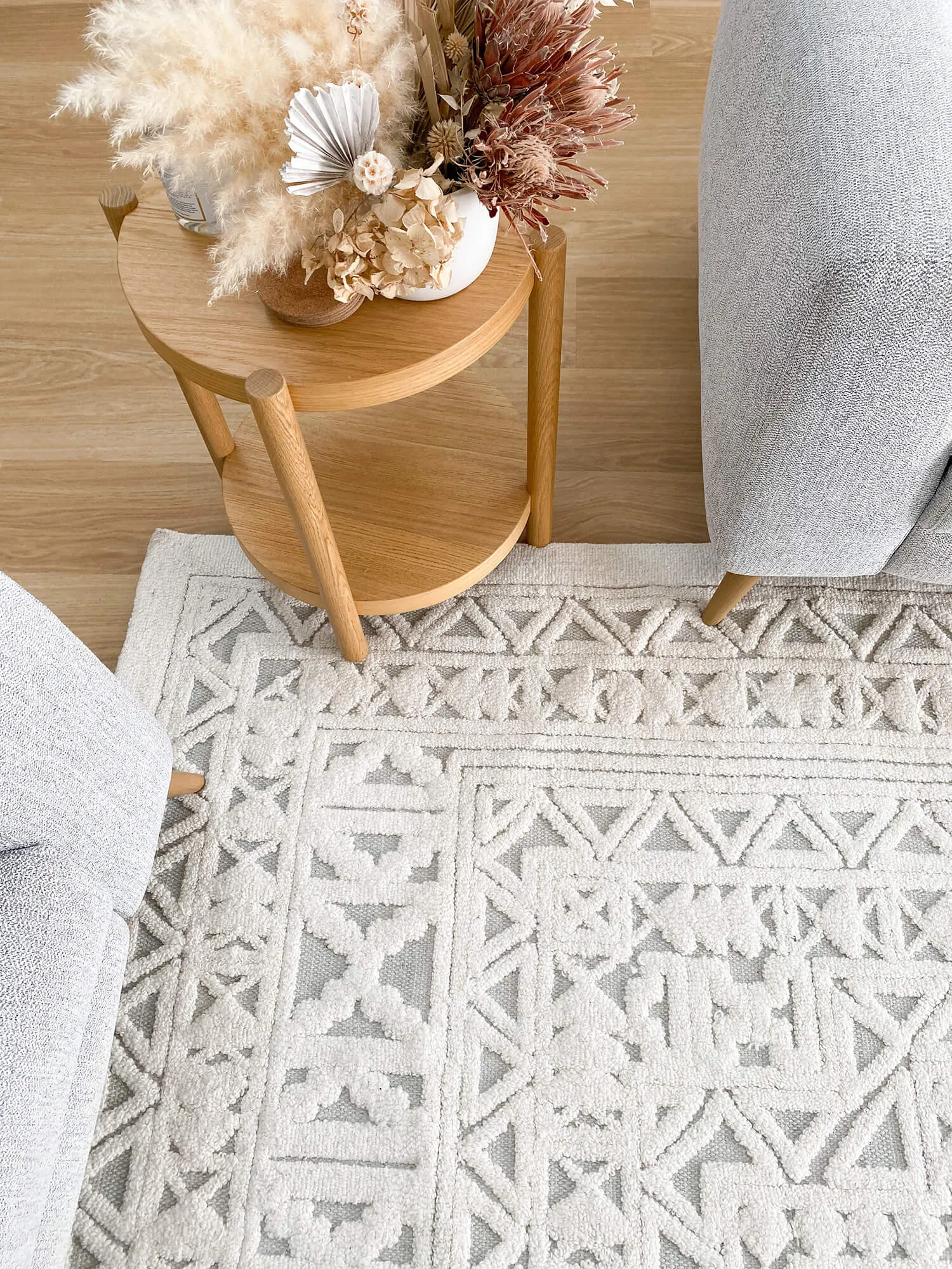 Kirrily Blue Grey and Ivory Textured Tribal Rug *NO RETURNS UNLESS FAULTY