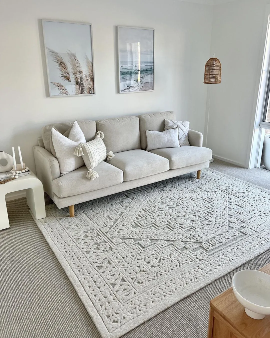 Kirrily Blue Grey and Ivory Textured Tribal Rug *NO RETURNS UNLESS FAULTY