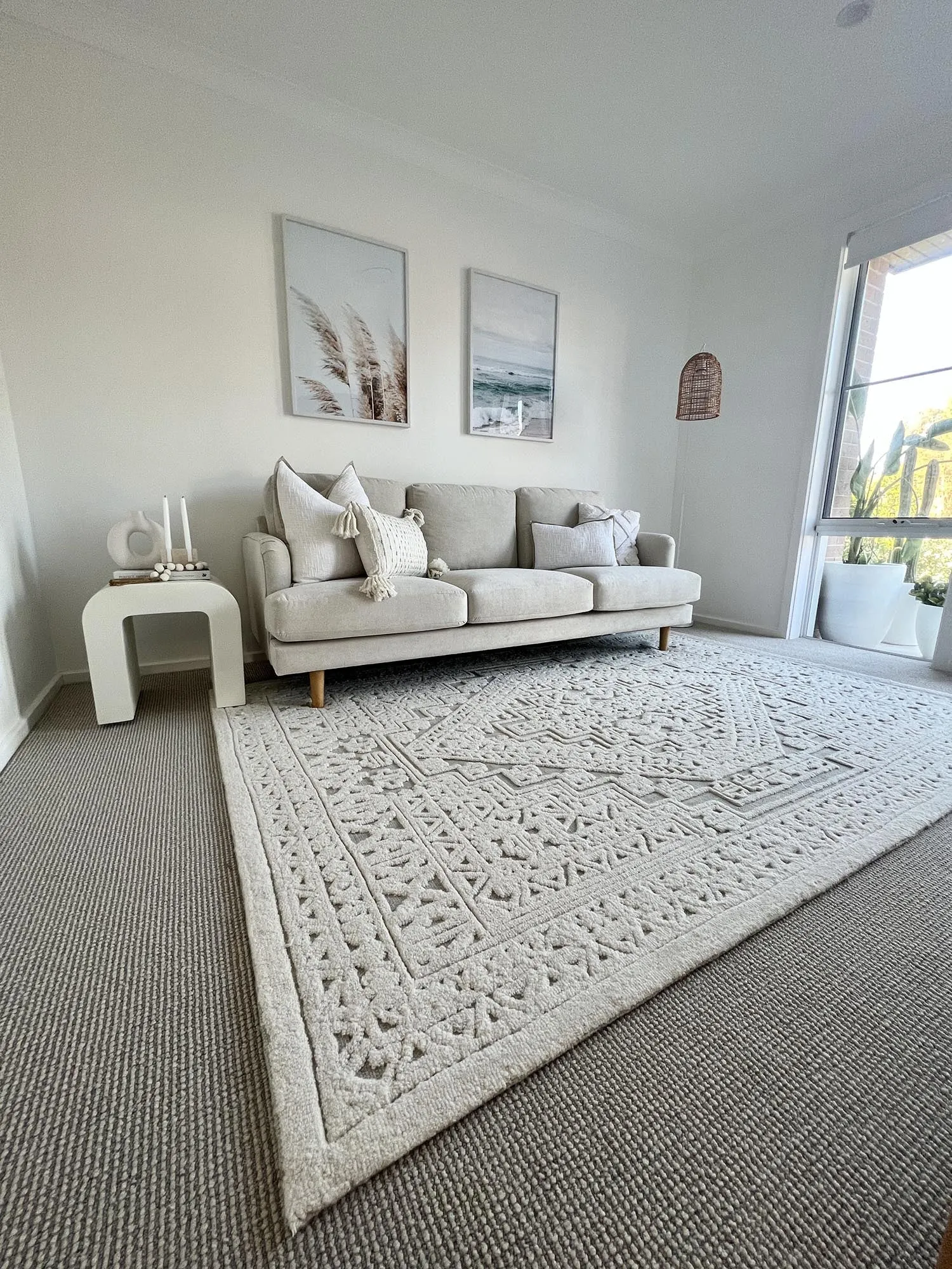 Kirrily Blue Grey and Ivory Textured Tribal Rug *NO RETURNS UNLESS FAULTY